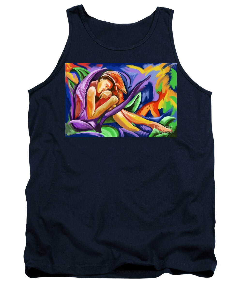 Abstract Tank Top featuring the painting abstract flower Lady by Tim Gilliland
