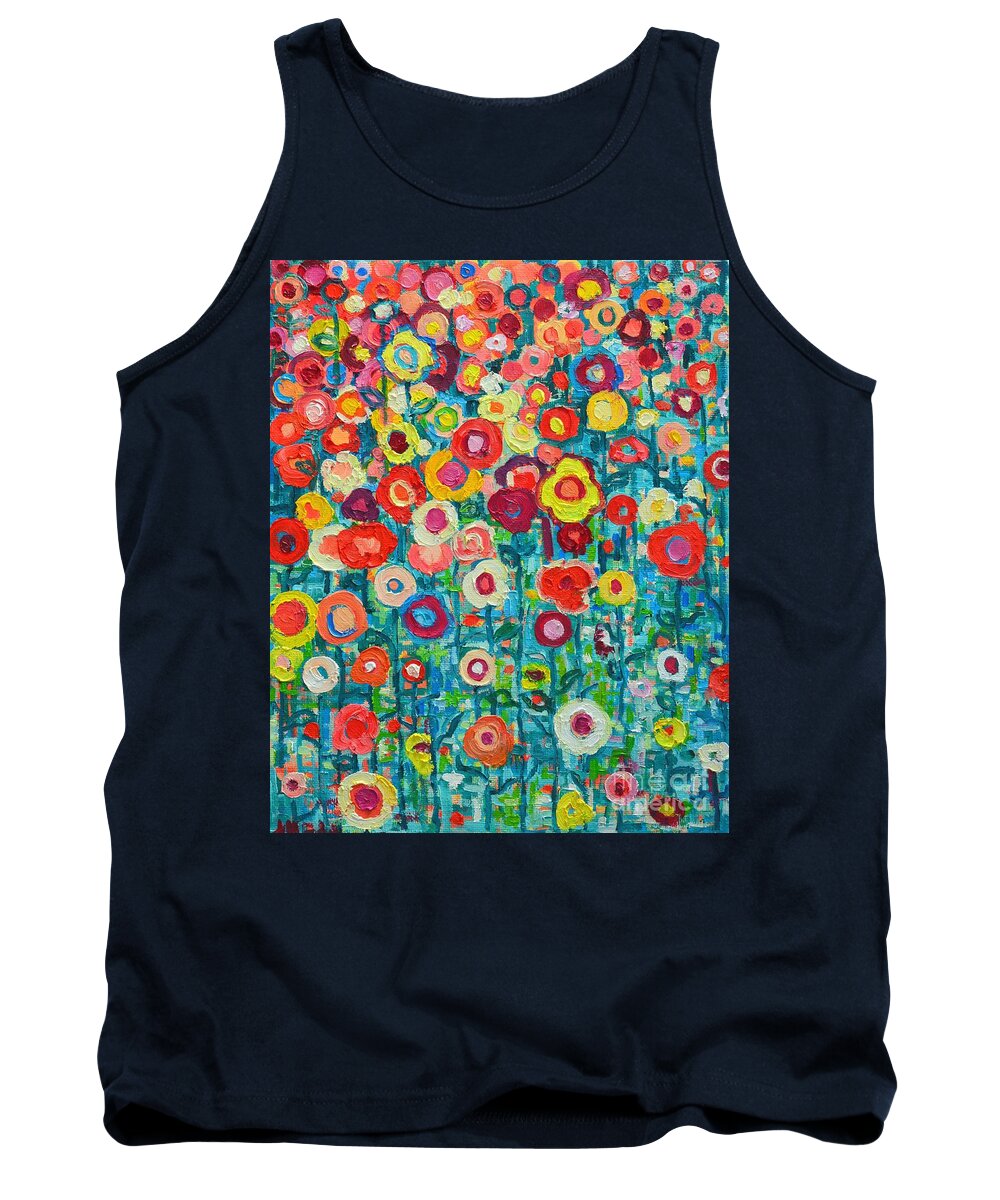 Abstract Tank Top featuring the painting Abstract Garden Of Happiness by Ana Maria Edulescu