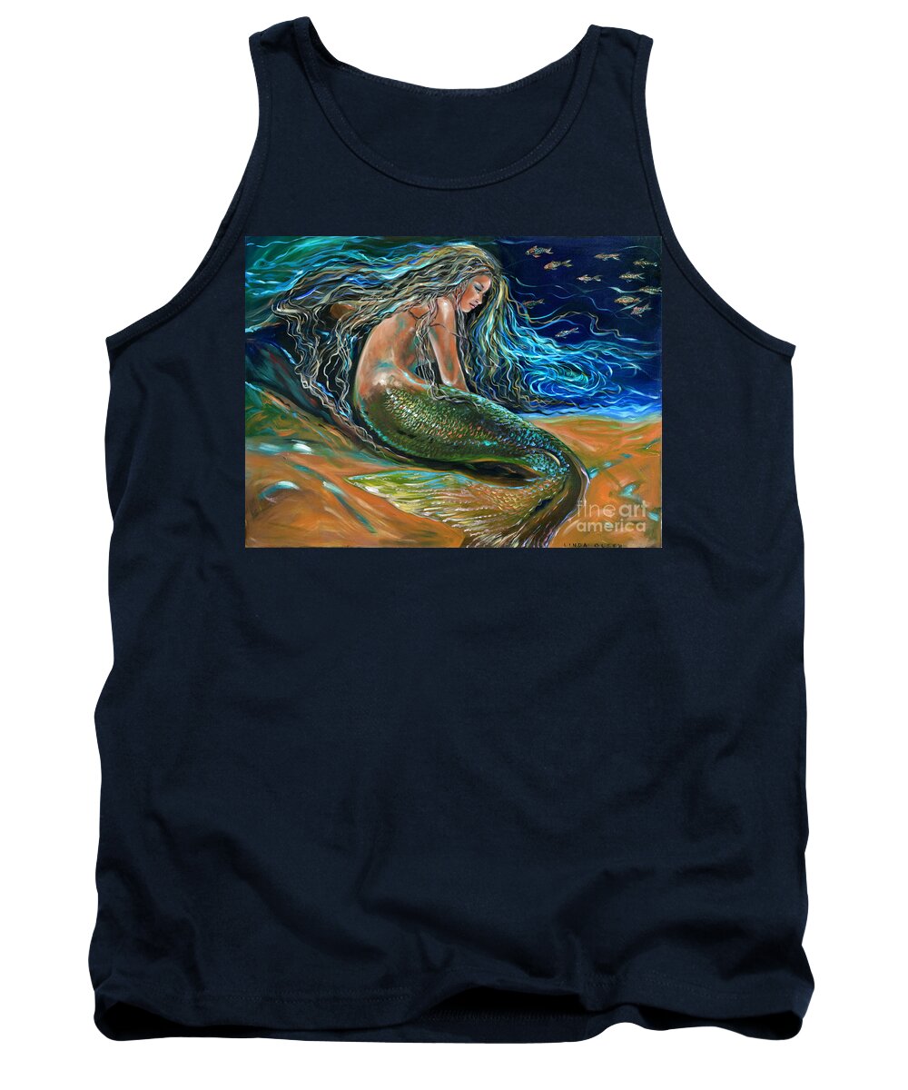 Mermaids Tank Top featuring the painting An Undersea Repose by Linda Olsen