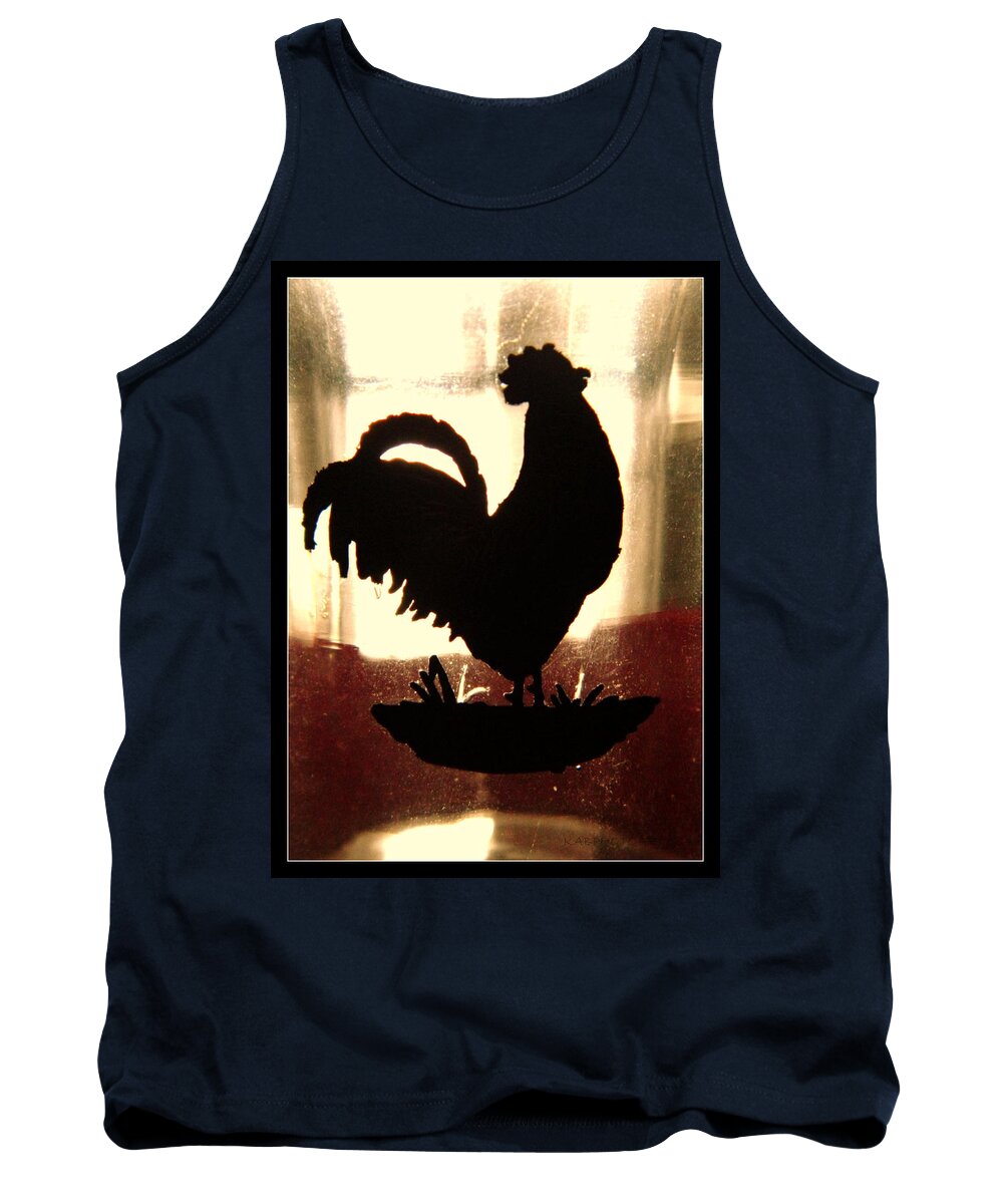 Sunlight Tank Top featuring the photograph Antique Glass Chicken Silhouette by Kathy Barney