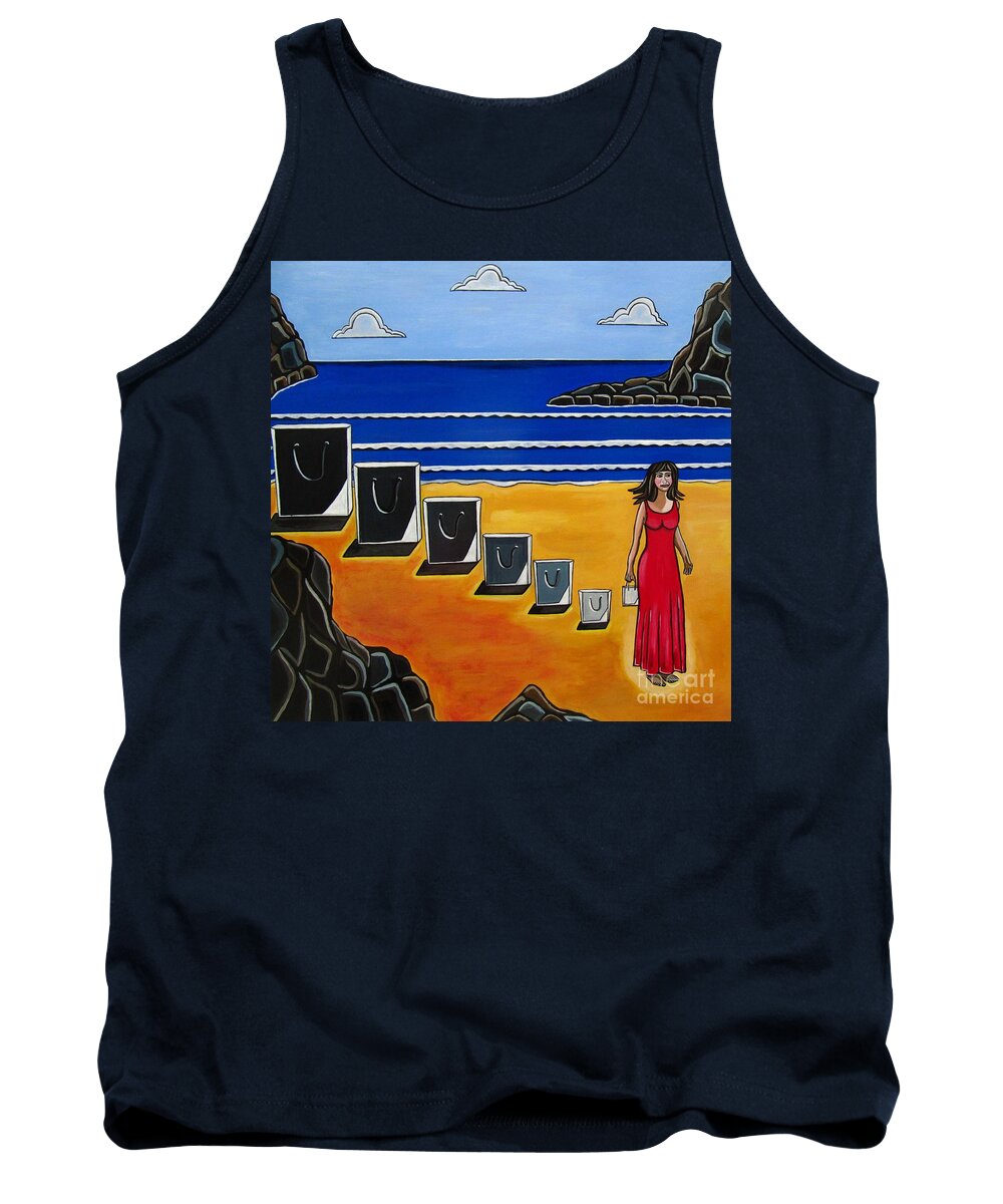 Beach Scenes Tank Top featuring the painting Baggage by Sandra Marie Adams