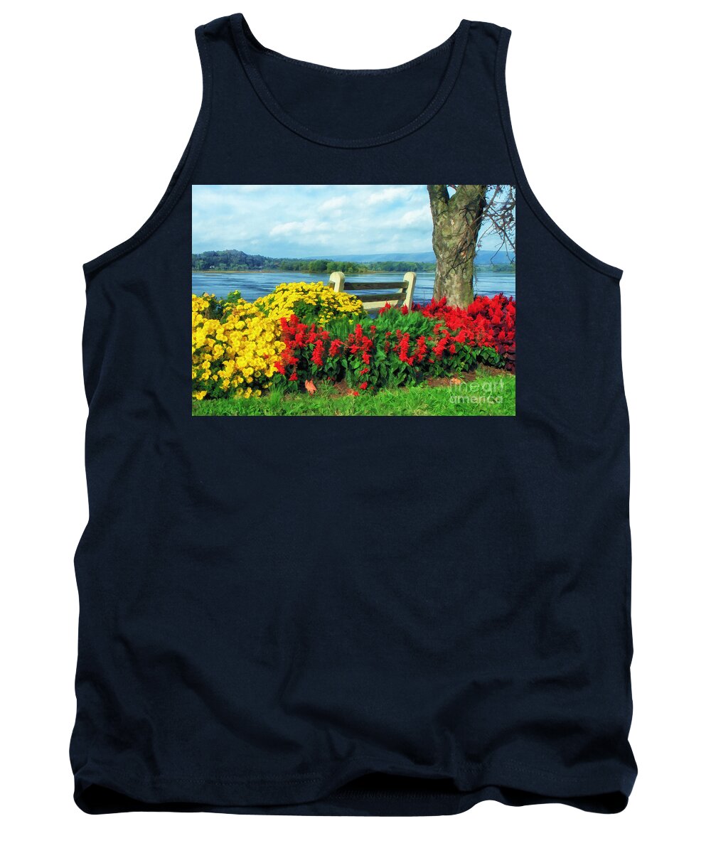 Nature Tank Top featuring the photograph Bench With A View by Geoff Crego