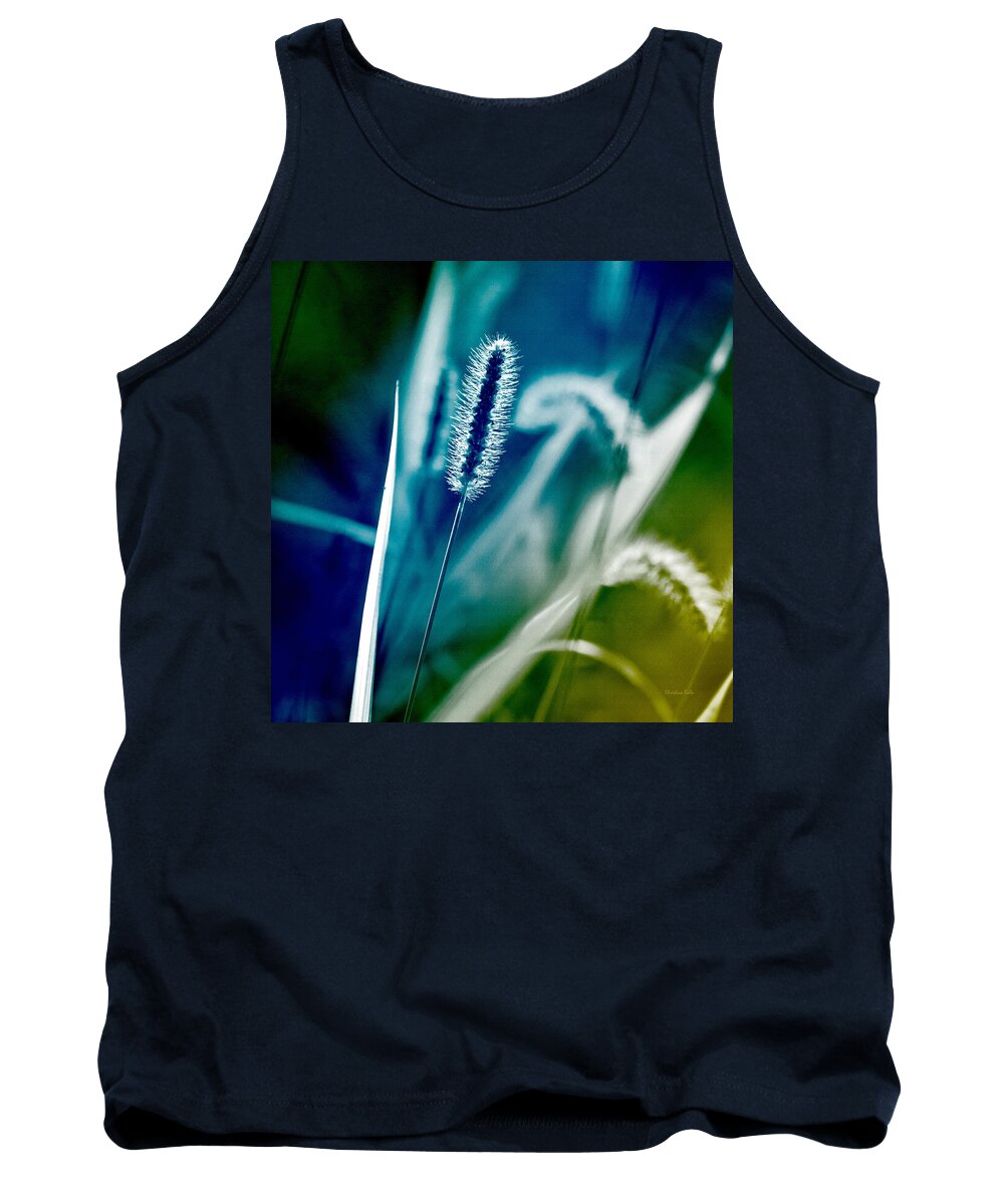Grass Tank Top featuring the photograph Blue Grass Abstract by Christina Rollo