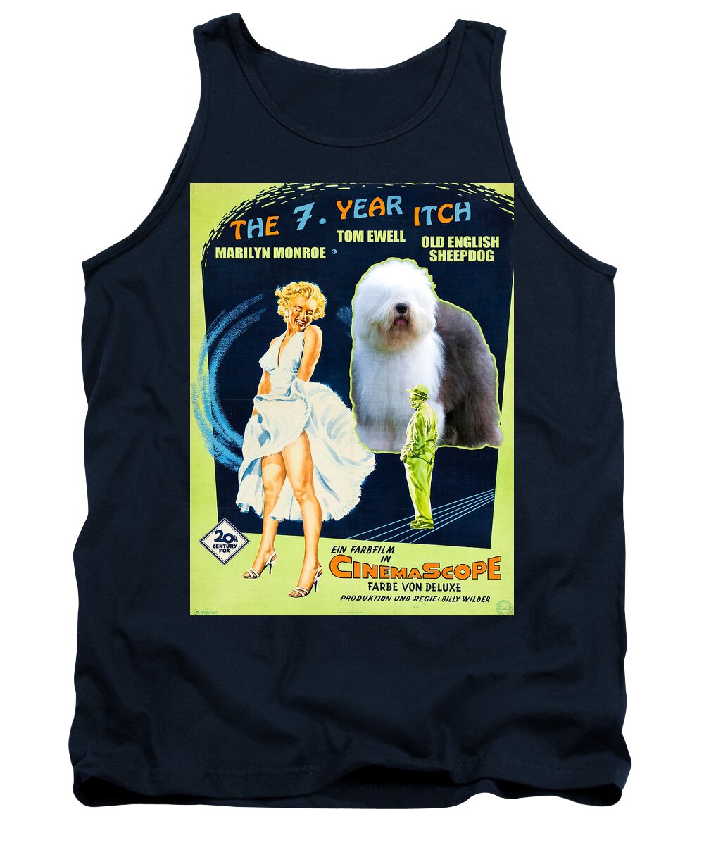 Oes Tank Top featuring the painting Bobtail - Old English Sheepdog Art Canvas Print - The Seven Year Itch Movie Poster by Sandra Sij