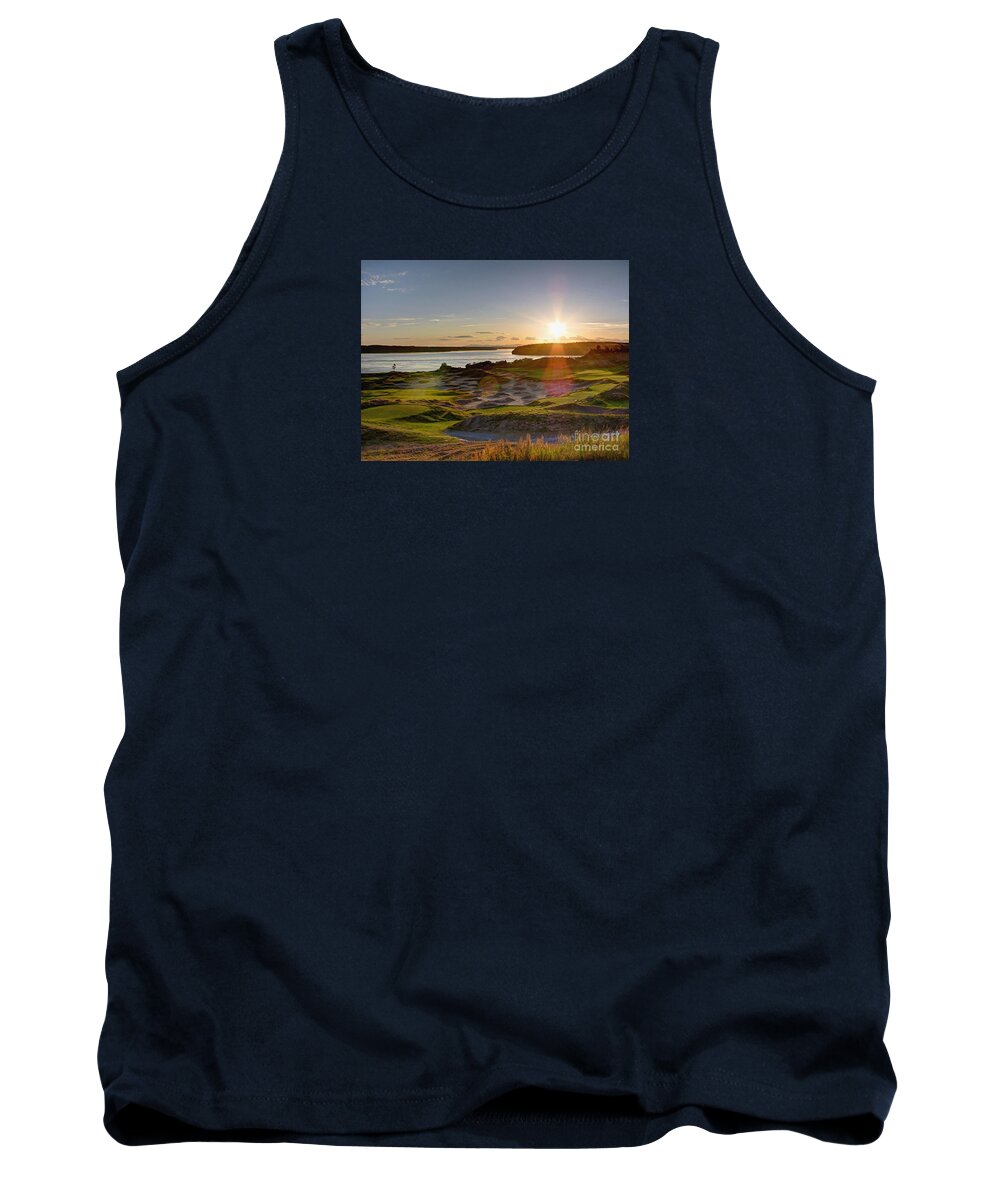 Chambers Creek Tank Top featuring the photograph Chambers Bay Sun Flare - 2015 U.S. Open by Chris Anderson