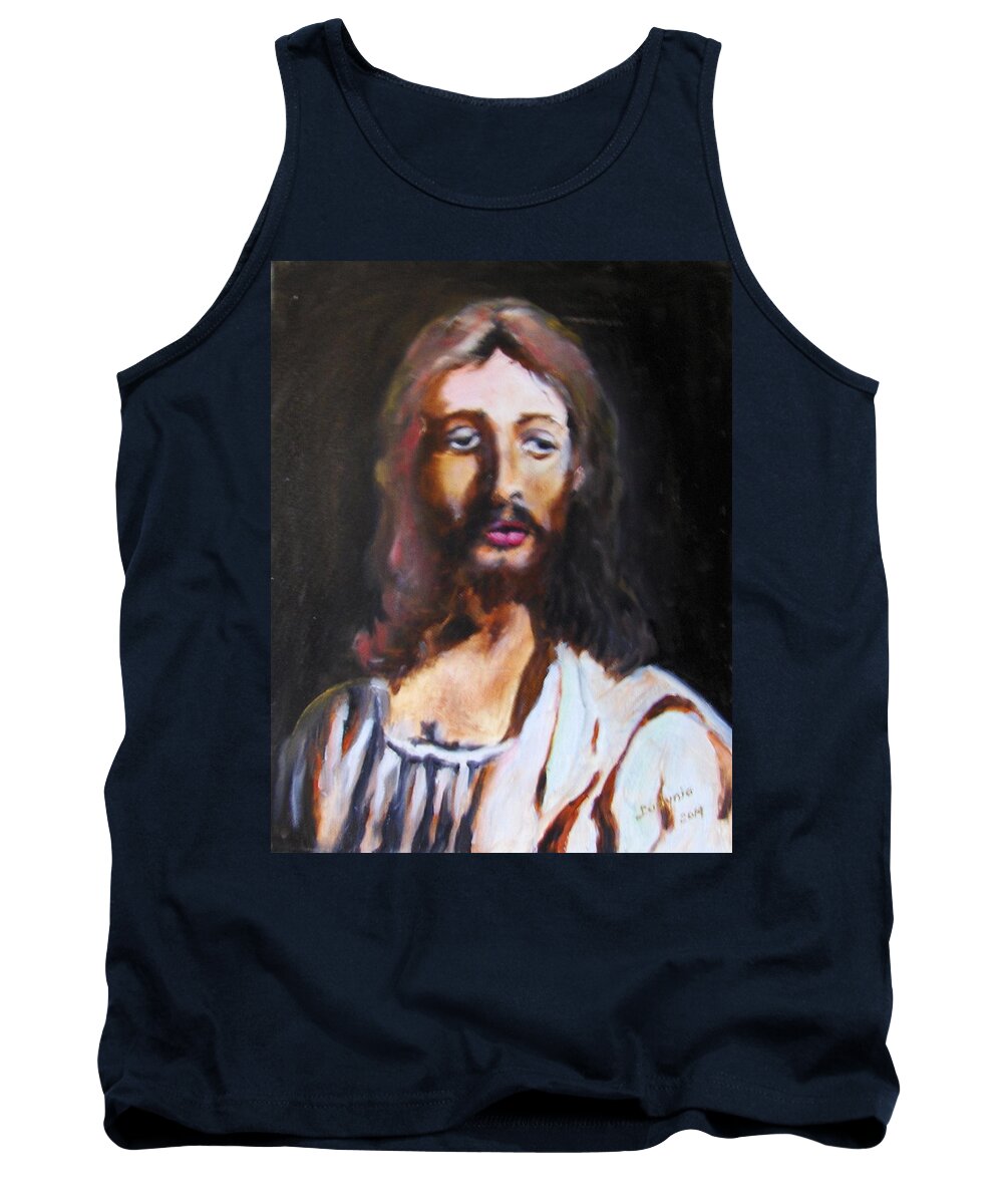 Art Tank Top featuring the painting Christ by Ryszard Ludynia