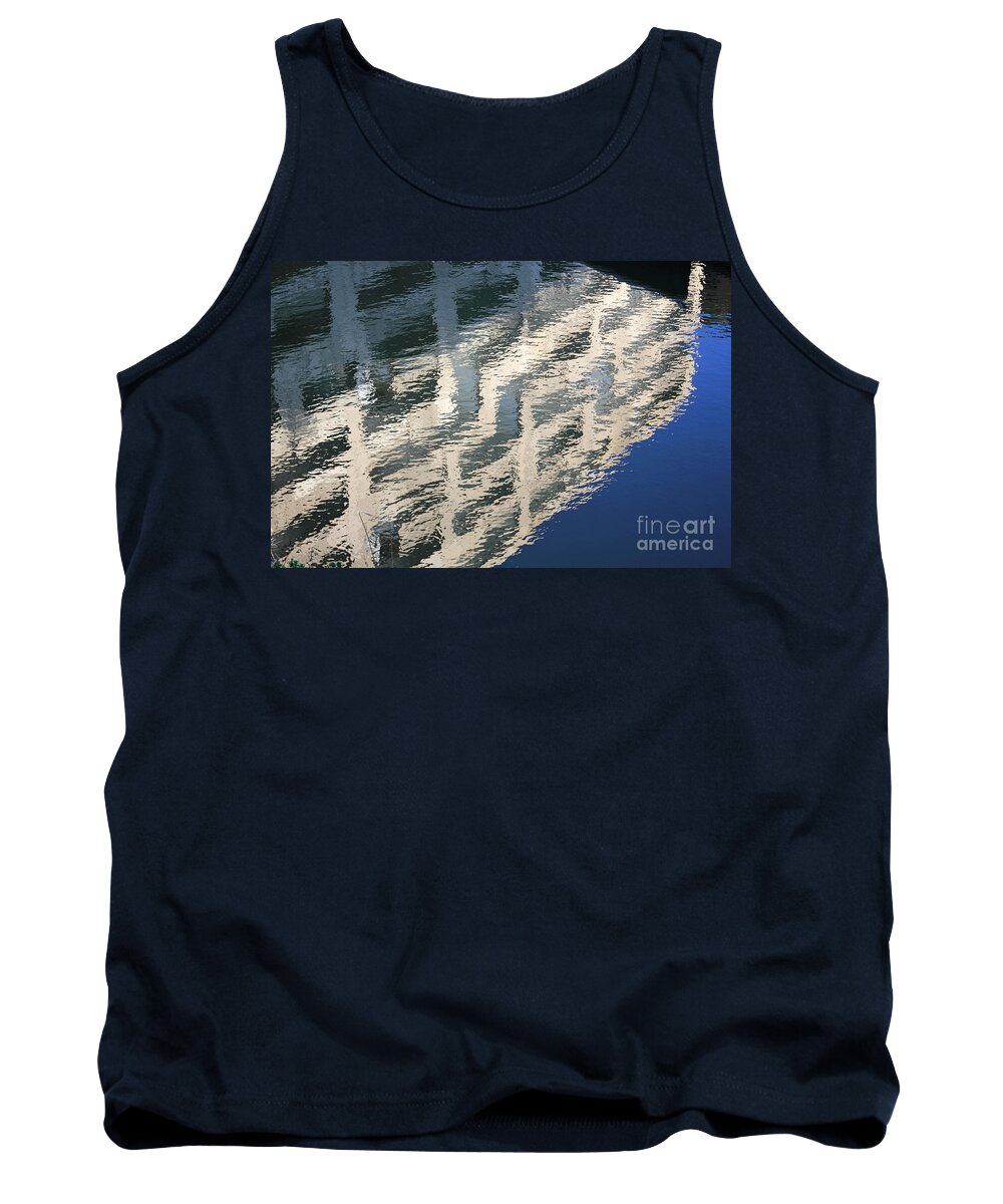 City Reflections Abstract Reflected Building Water Ripple Tank Top featuring the photograph City Reflections by Julia Gavin