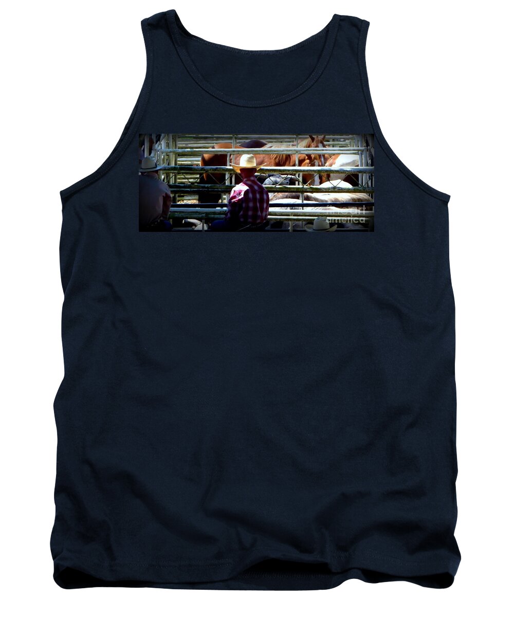 St. Paul Rodeo Time Tank Top featuring the photograph Cowboys Corral by Susan Garren