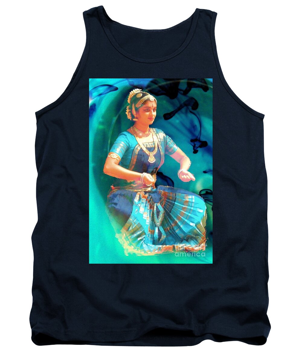 India Tank Top featuring the photograph Dancing Girl with Gold Necklace by Janette Boyd