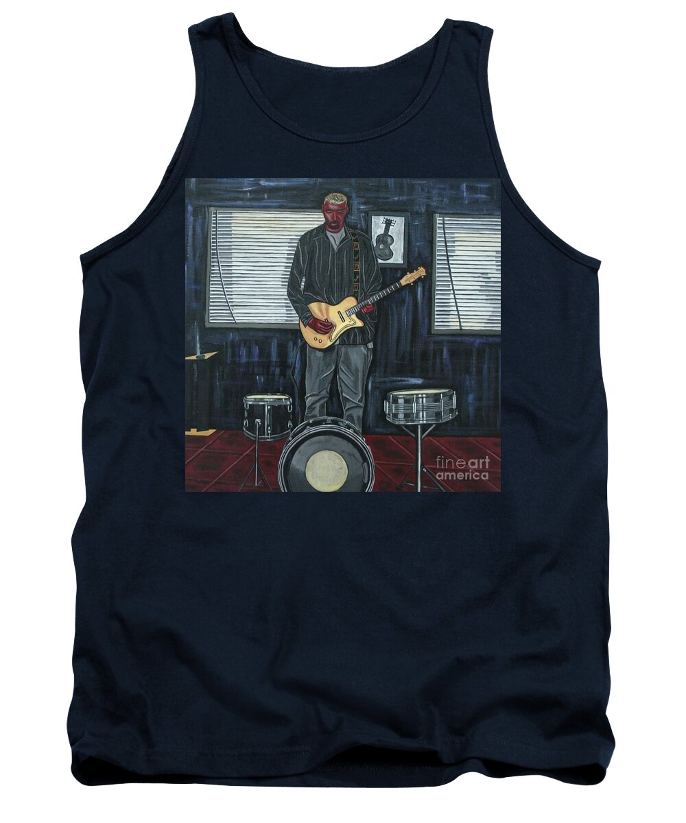 Portrait Paintings Tank Top featuring the painting Drums and Wires by Sandra Marie Adams