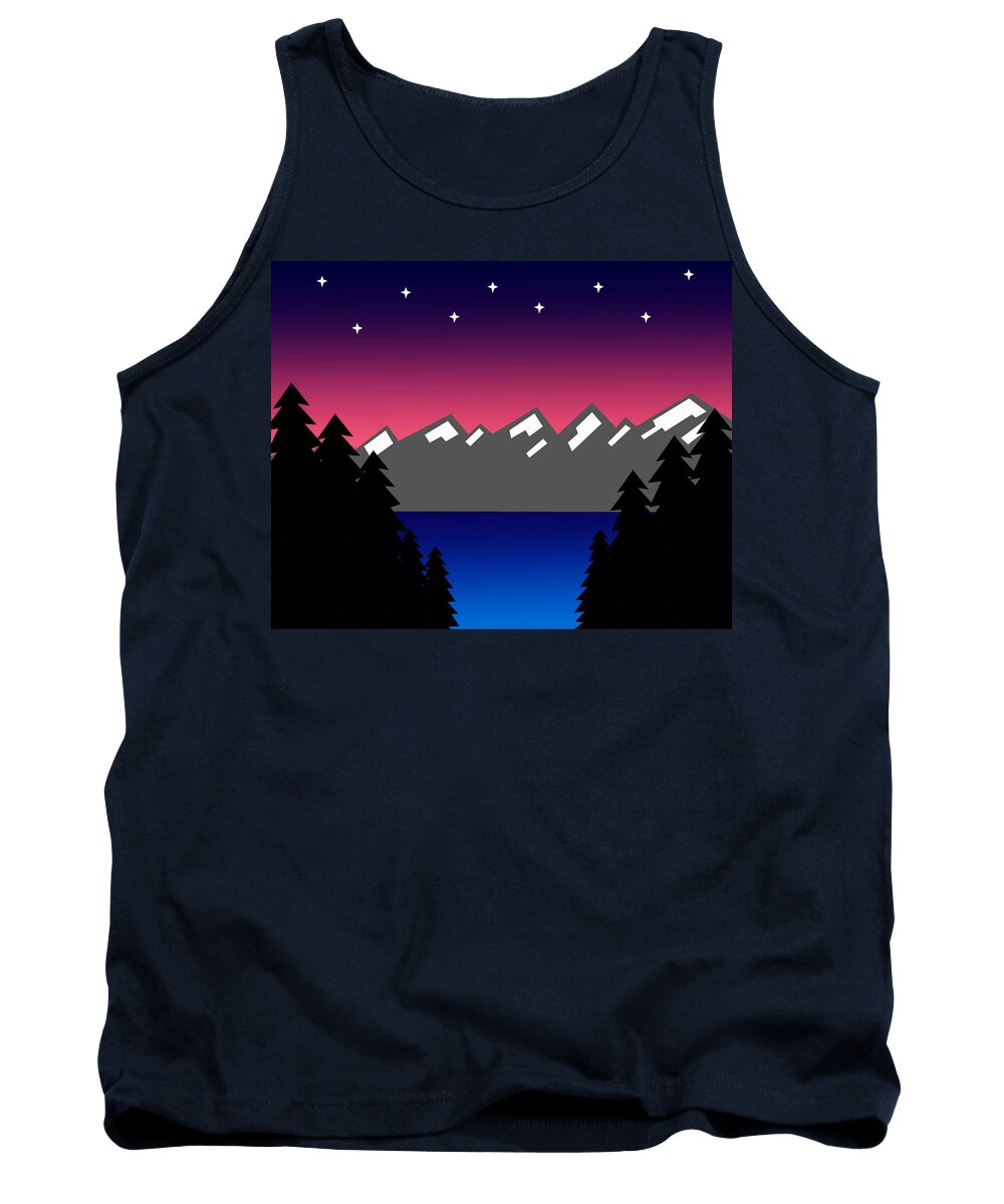Lake Tank Top featuring the digital art Evening at the Lake by Timothy Bulone