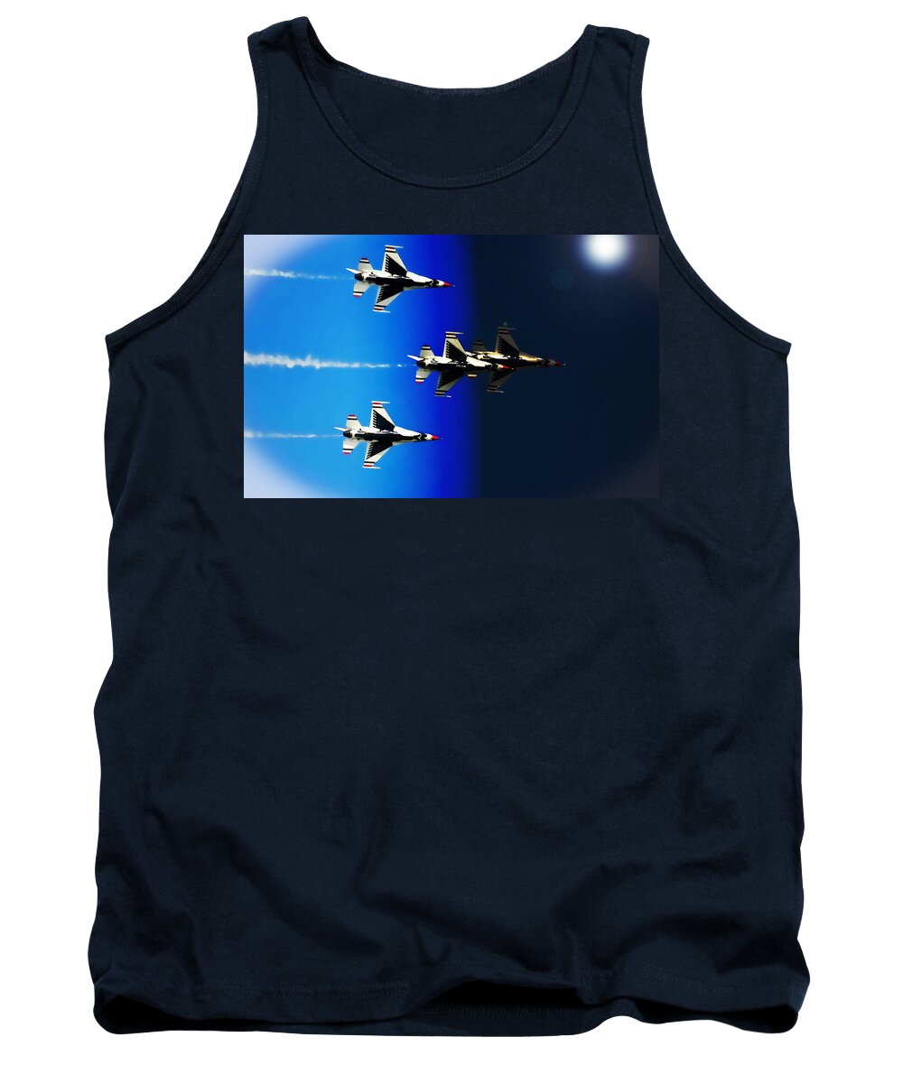Thunderbirds Tank Top featuring the photograph F16 Flight Into Space by DigiArt Diaries by Vicky B Fuller