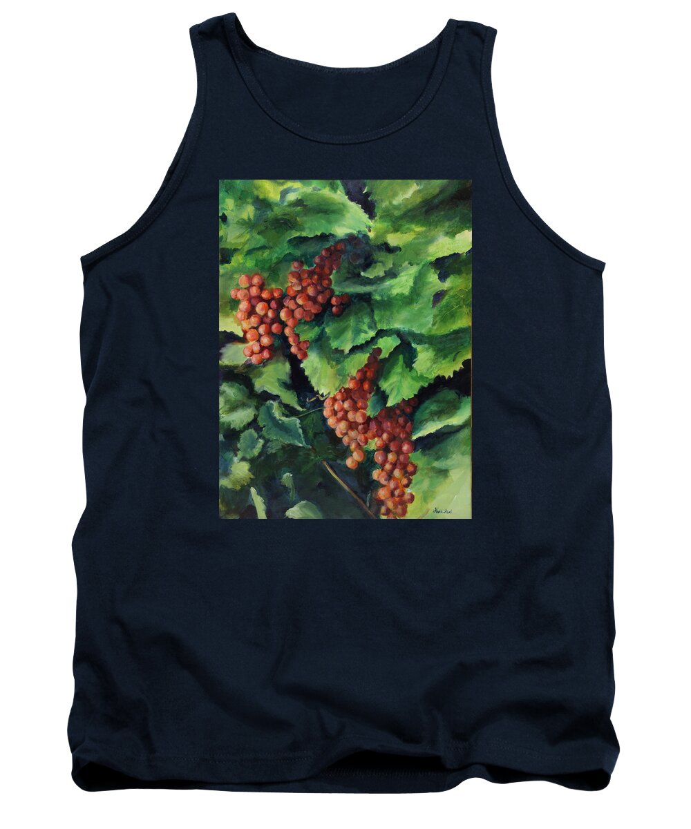 Table Grapes Tank Top featuring the painting Flames in the Vineyard by Maria Hunt