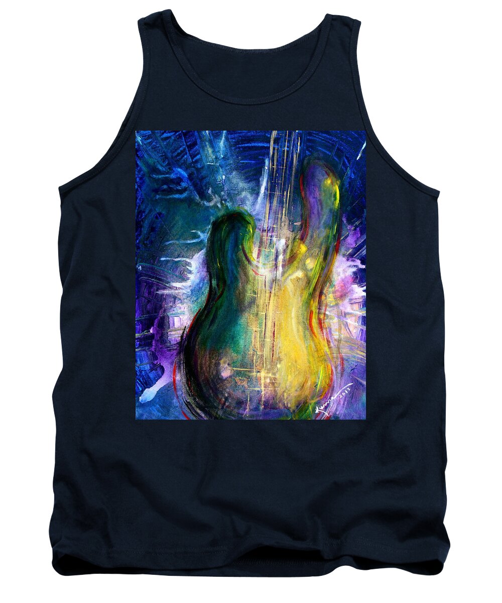 Golden Strings Tank Top featuring the painting Golden Strings by Kume Bryant