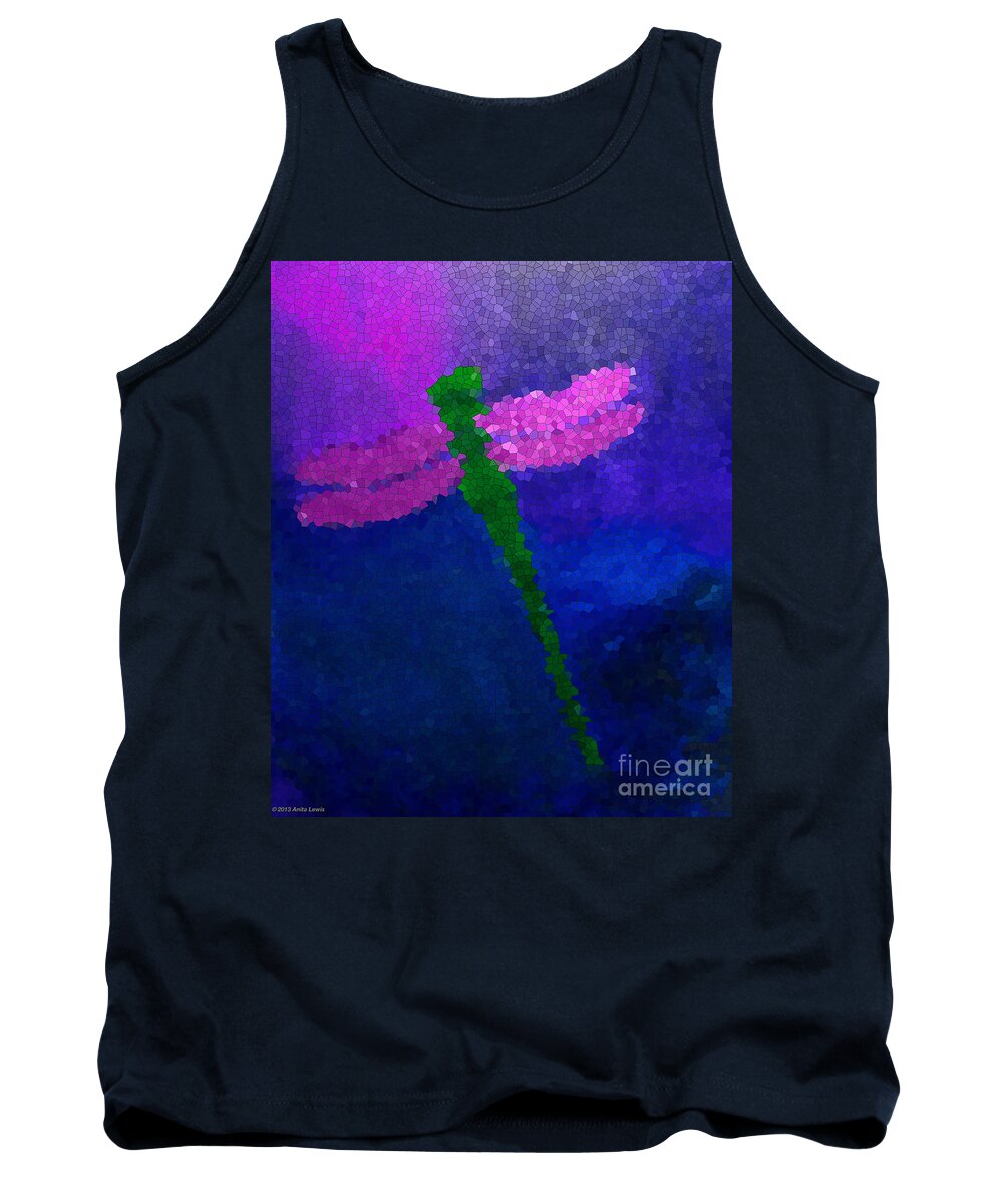 Dragonfly Tank Top featuring the painting Green Dragonfly by Anita Lewis