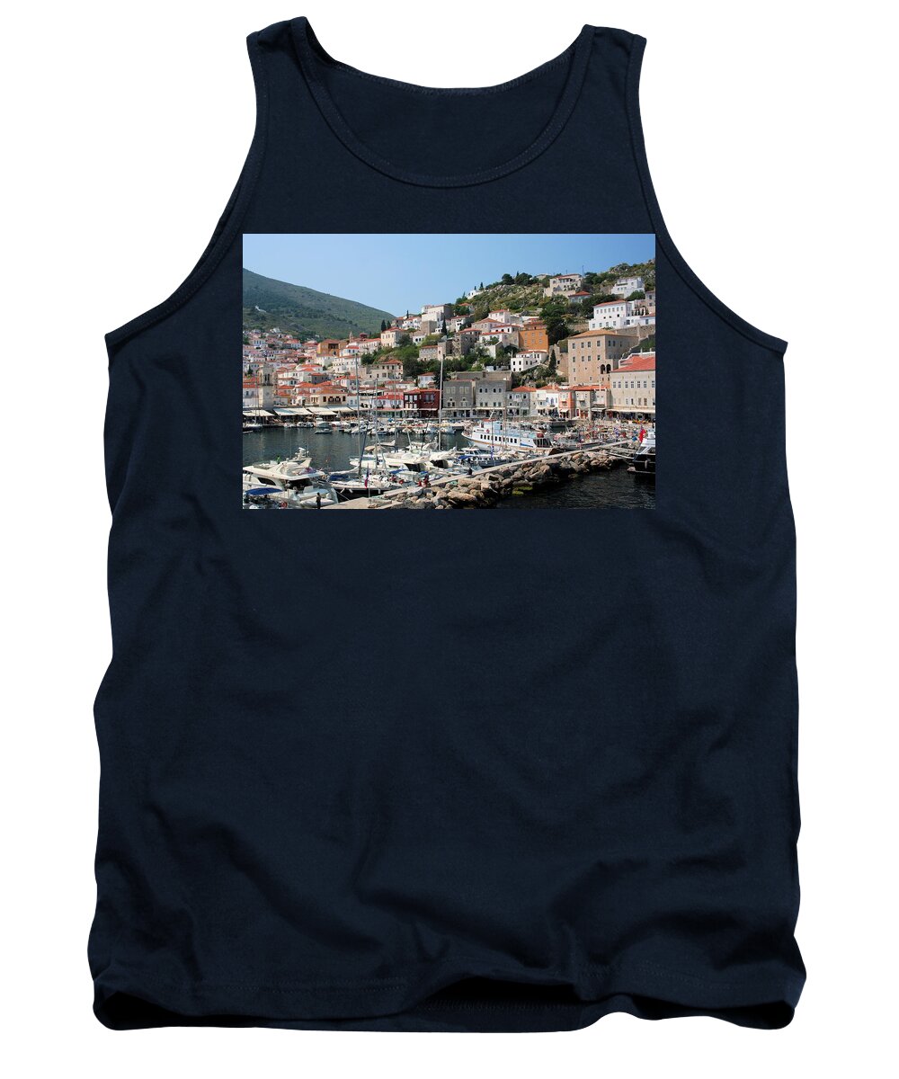 3086 Tank Top featuring the photograph Harbor of Hydra by Gordon Elwell