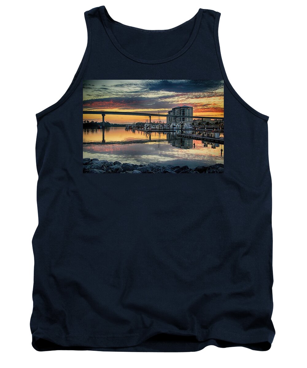 Palm Tank Top featuring the digital art Intercoastal Waterway and the Wharf by Michael Thomas