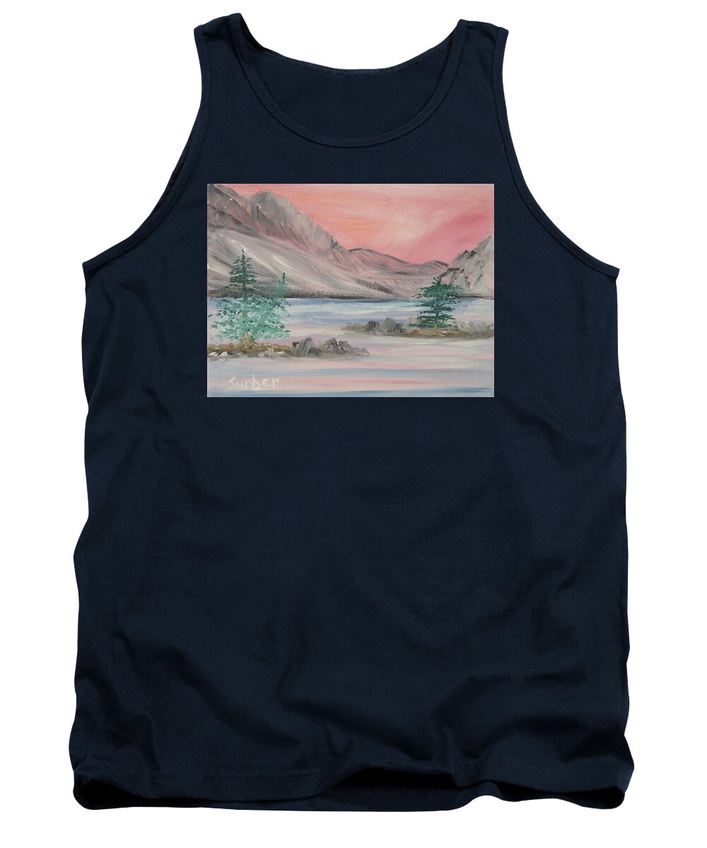 Lake Tank Top featuring the painting Lake Sunset by Suzanne Surber