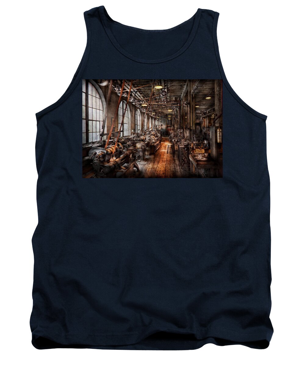 Machinist Tank Top featuring the photograph Machinist - A fully functioning machine shop by Mike Savad