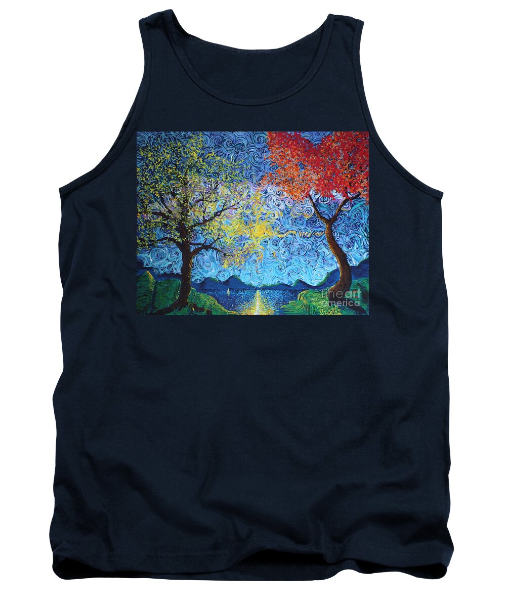 Impressionism Landscape Tank Top featuring the painting Our Ship Of Dreams Begins To Sail by Stefan Duncan