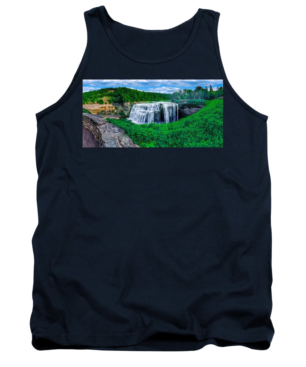 Middle Falls Tank Top featuring the photograph Middle Falls Overlook by Rick Bartrand