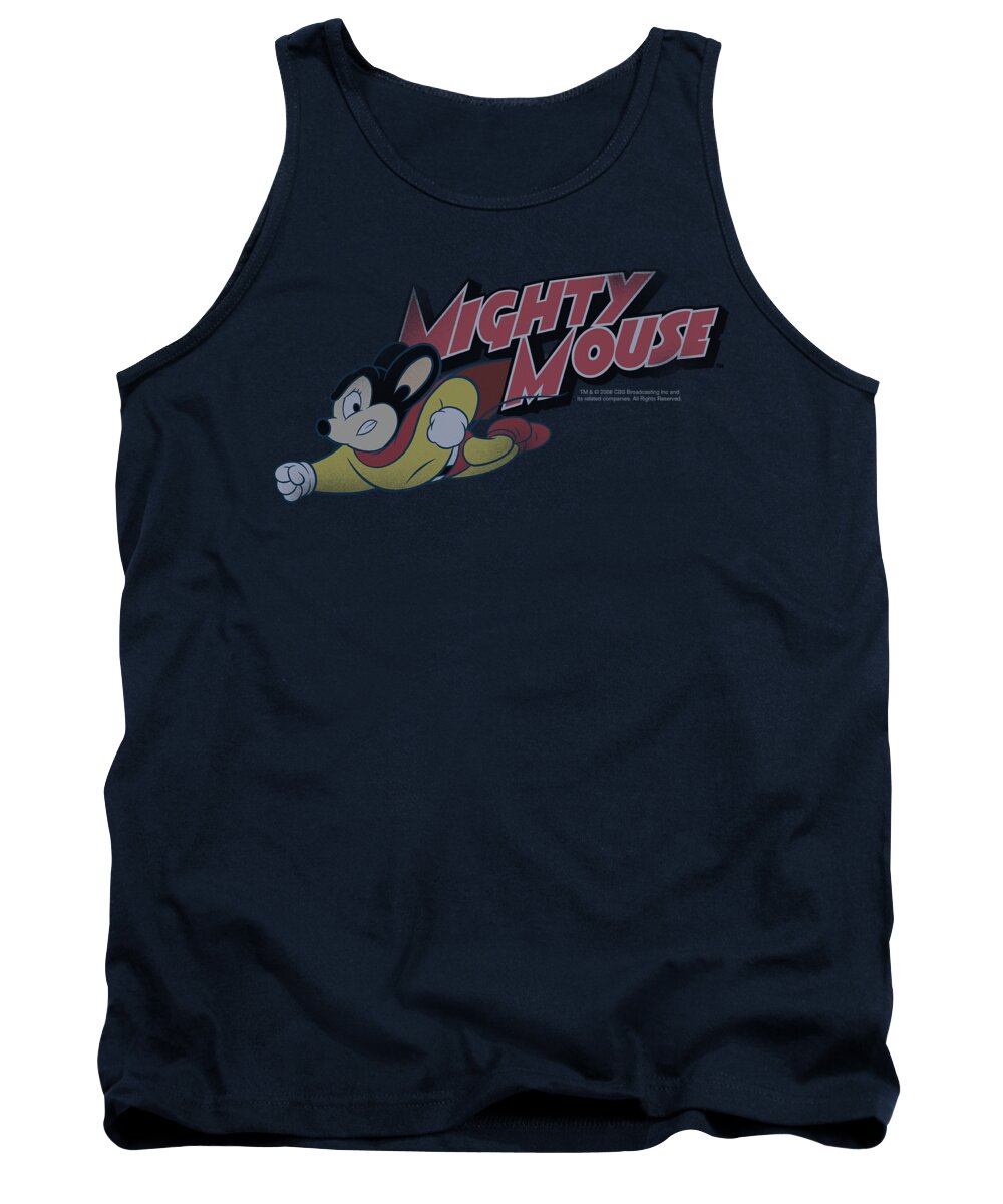 Mighty Mouse Tank Top featuring the digital art Mighty Mouse - Mighty Retro by Brand A