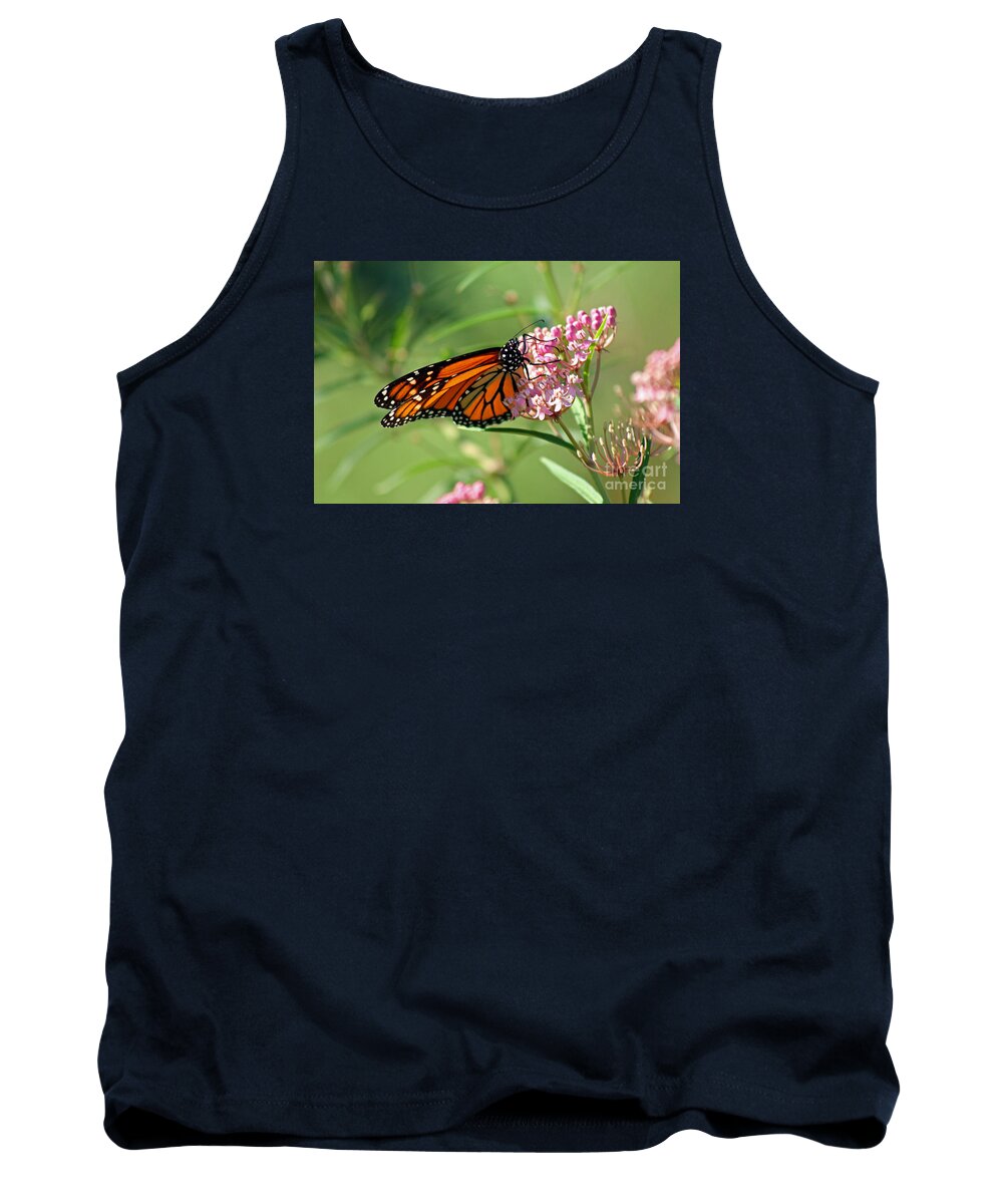 Monarch Tank Top featuring the photograph Monarch Butterfly on Milkweed by Karen Adams