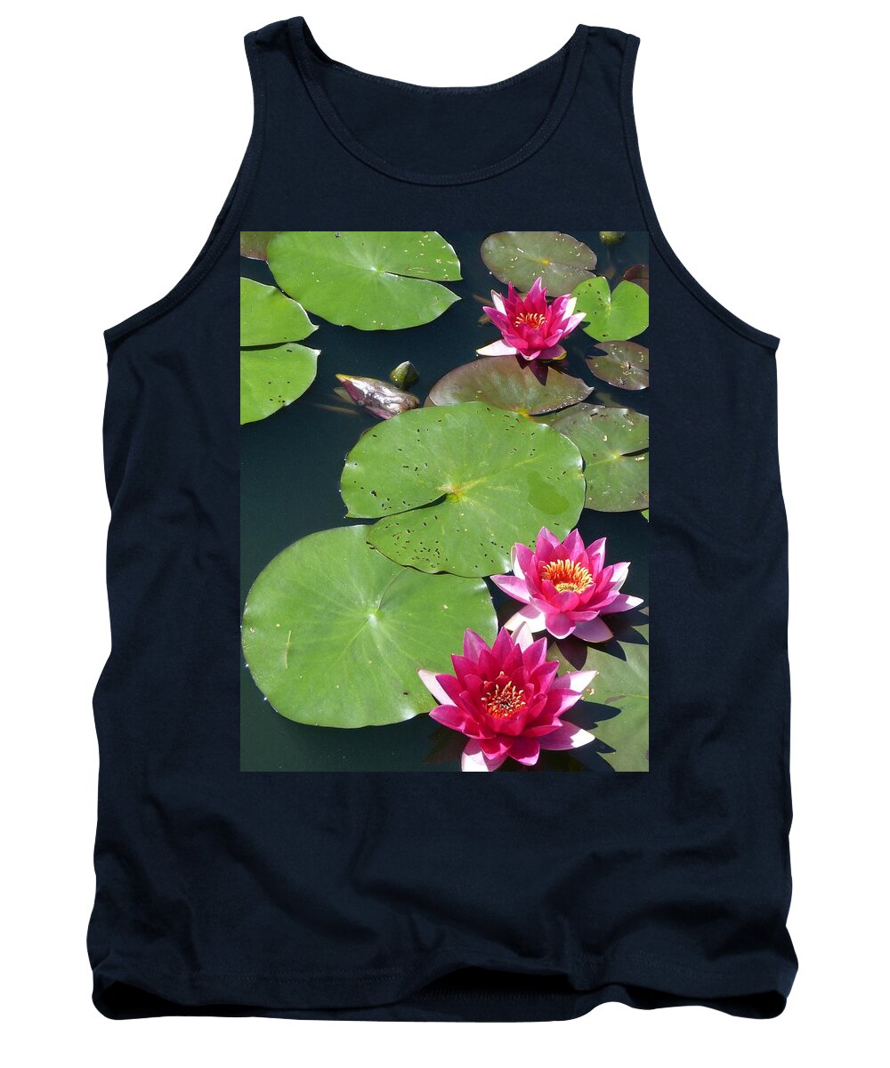 Flower Tank Top featuring the photograph Monet's Waterlilies III by Marguerita Tan