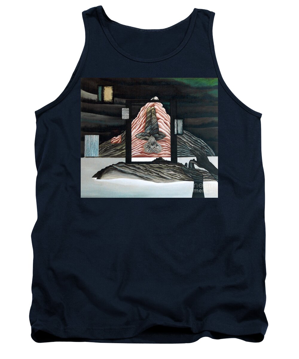 Surrealism Tank Top featuring the painting Negative Ion by Fei A