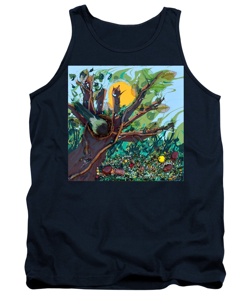 Birds Tank Top featuring the mixed media Nesting by Donna Blackhall