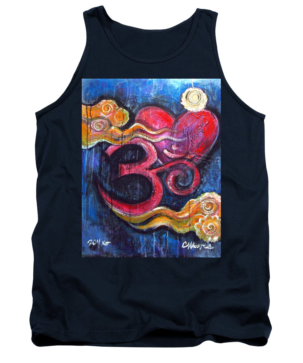 Om Tank Top featuring the painting Om Heart of Kindness by Laurie Maves ART