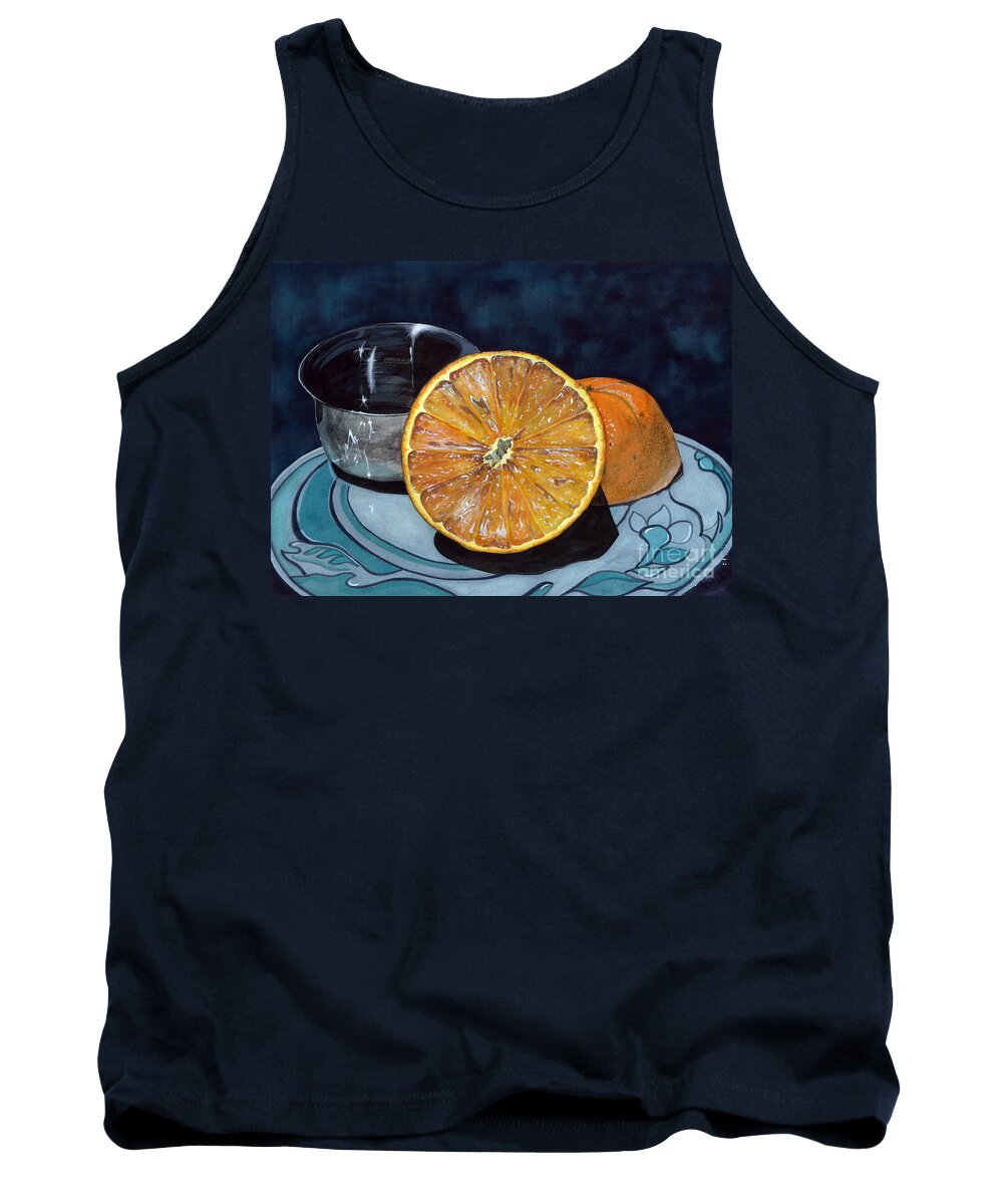 Fruit Tank Top featuring the painting Orange and Silver by Barbara Jewell