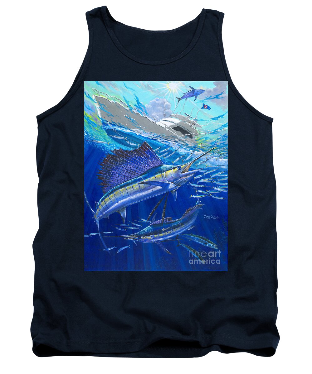 Sailfish Tank Top featuring the painting Out Of Sight by Carey Chen