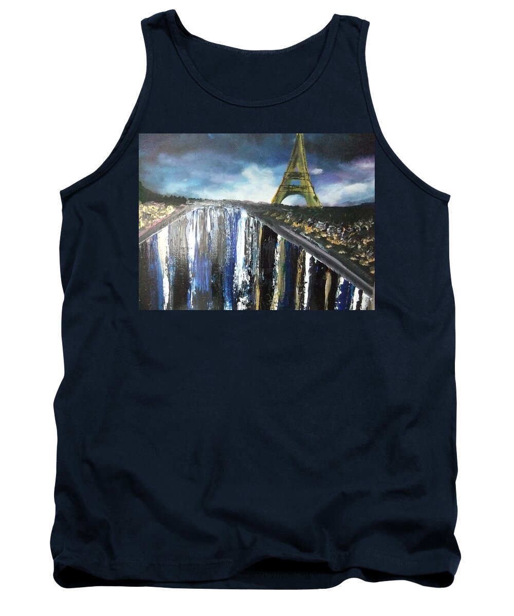 Eiffel Tower Tank Top featuring the painting Paris Reflections by Lynne McQueen