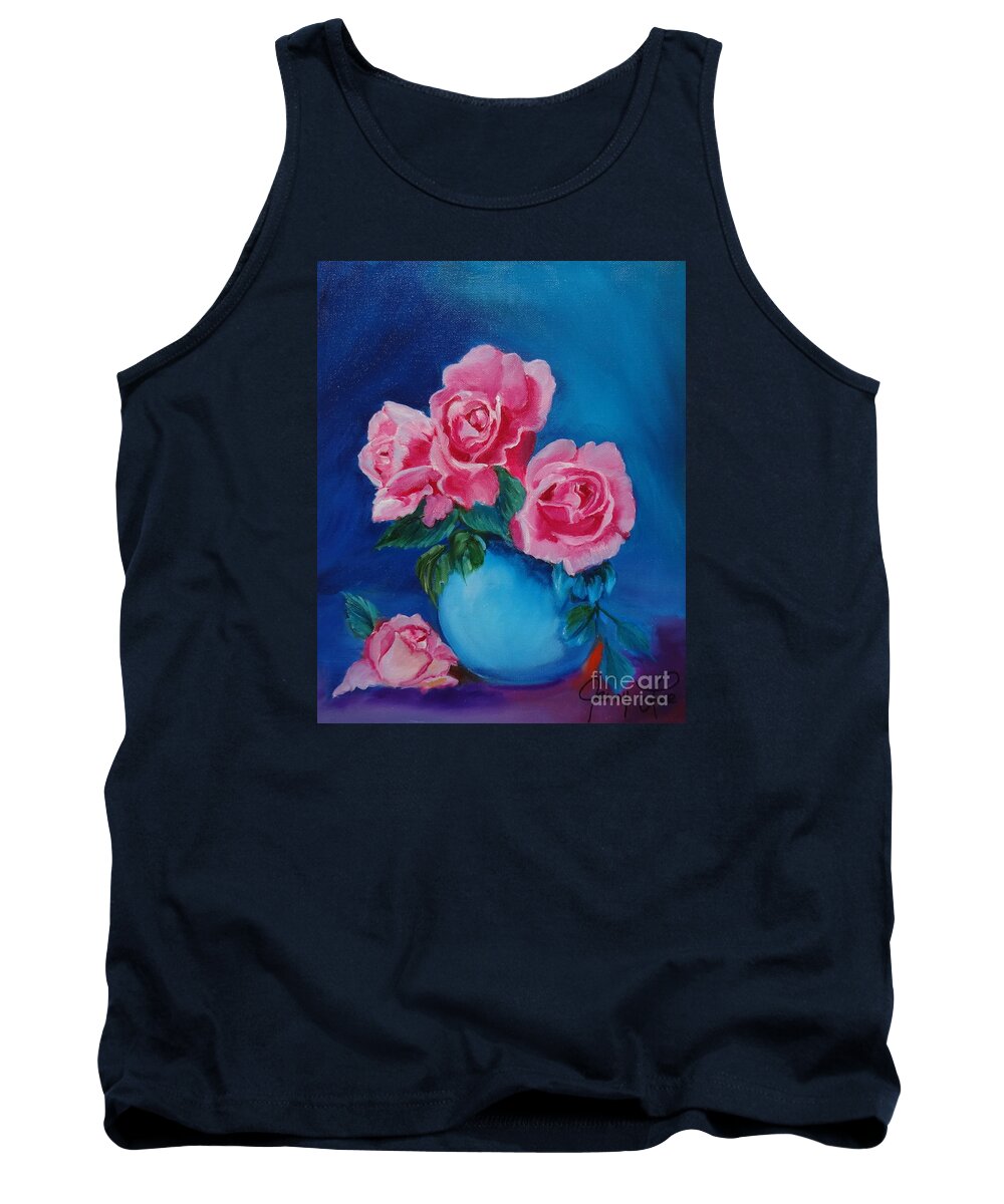 Pink Roses Tank Top featuring the painting Pink Roses by Jenny Lee