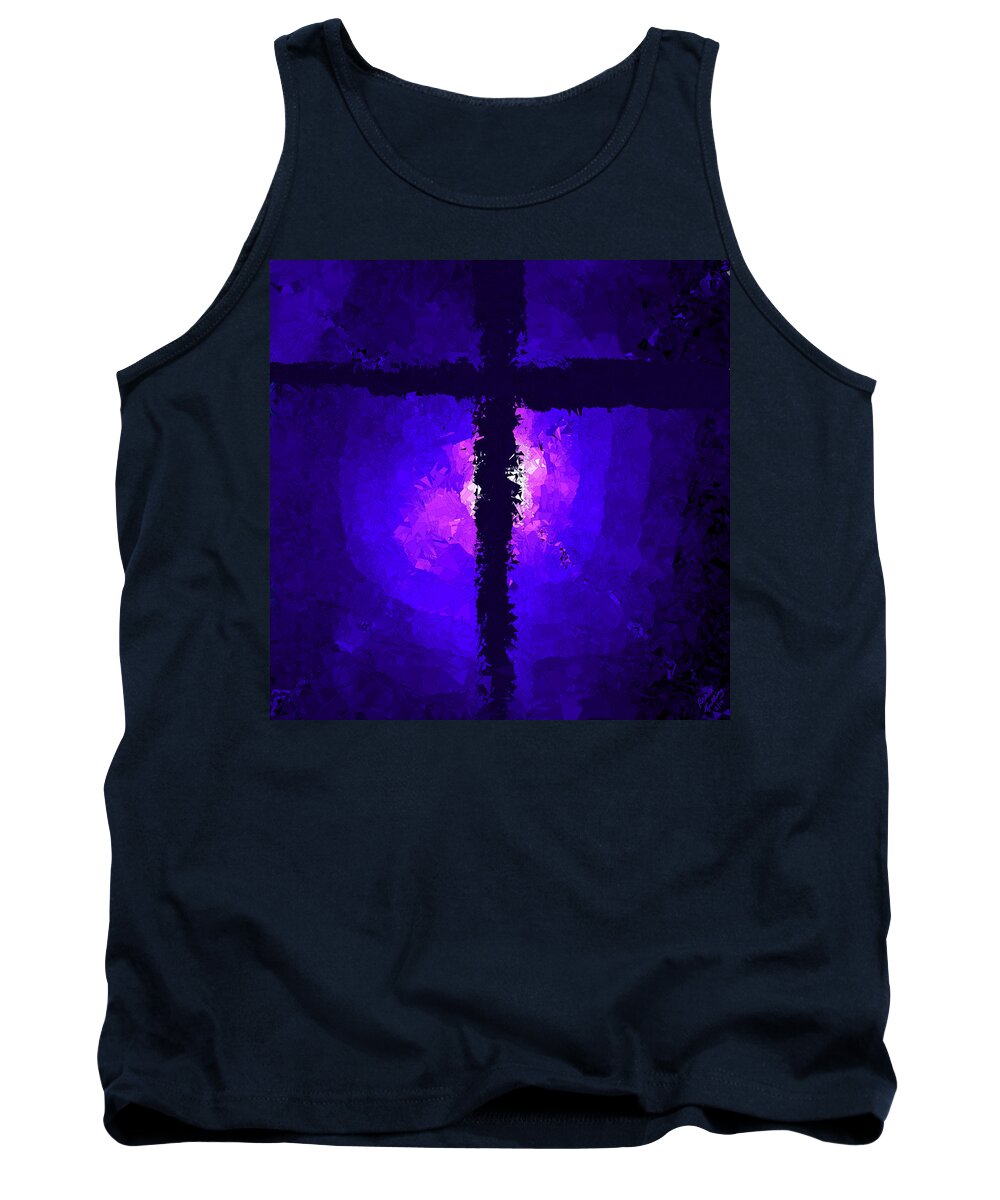 Purple Tank Top featuring the painting Purple Light behind the Cross by Bruce Nutting