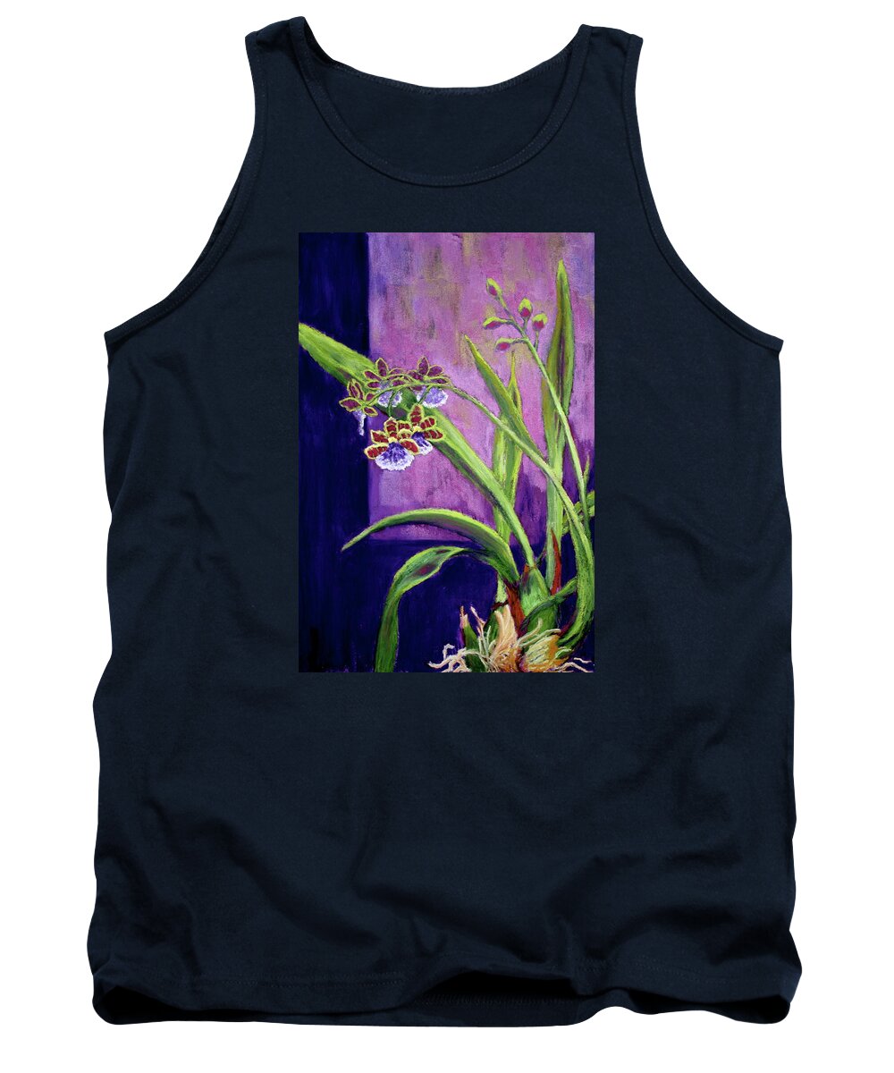 Flower Tank Top featuring the painting Purple Orchids by Nancy Jolley