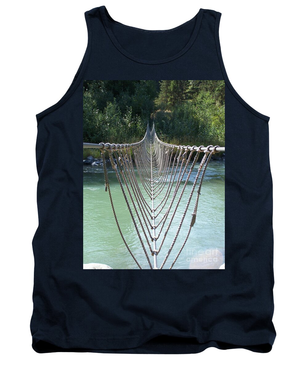 Rope Bridge Tank Top featuring the photograph Rope foot Bridge by Ron Roberts