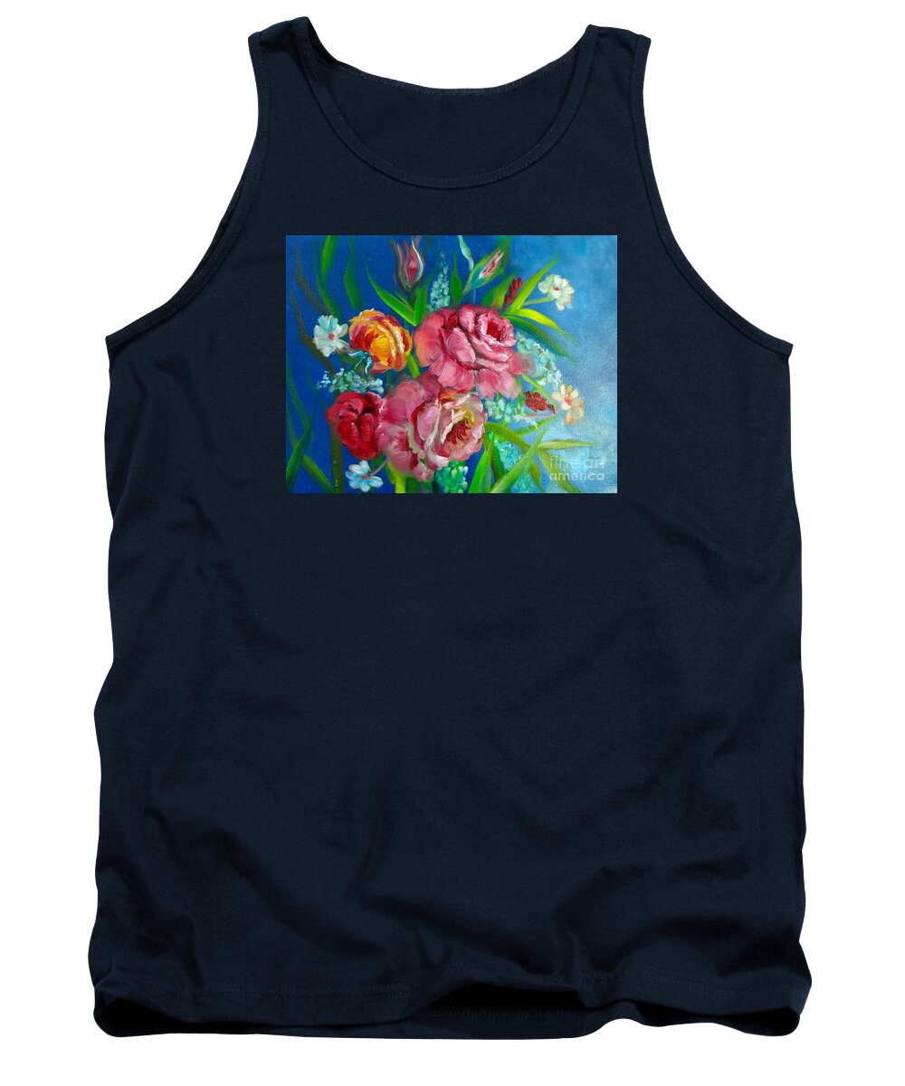 Rose Print Tank Top featuring the painting Roses Roses Jenny Lee Discount by Jenny Lee