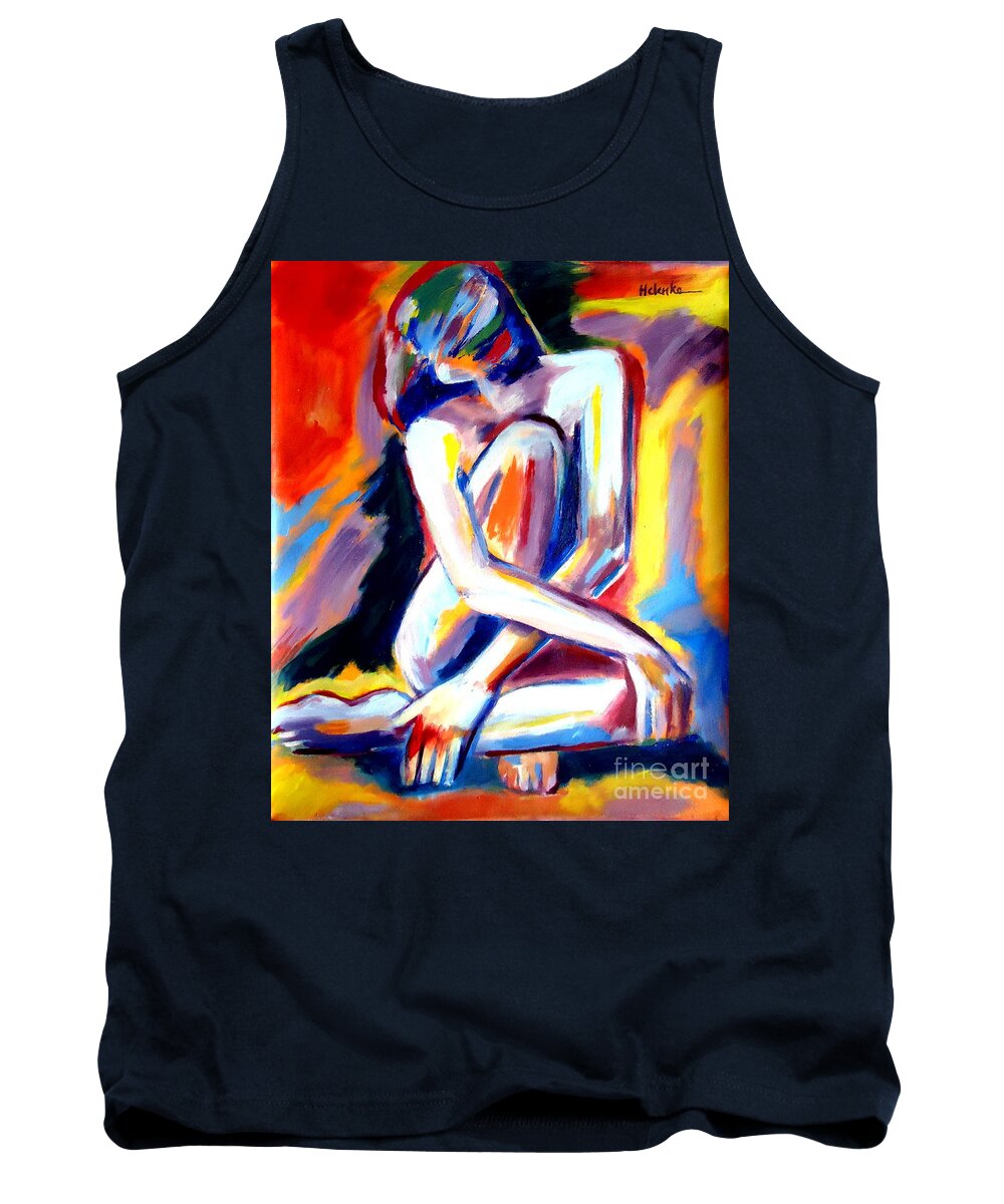 Nude Figures Tank Top featuring the painting Seated Lady by Helena Wierzbicki