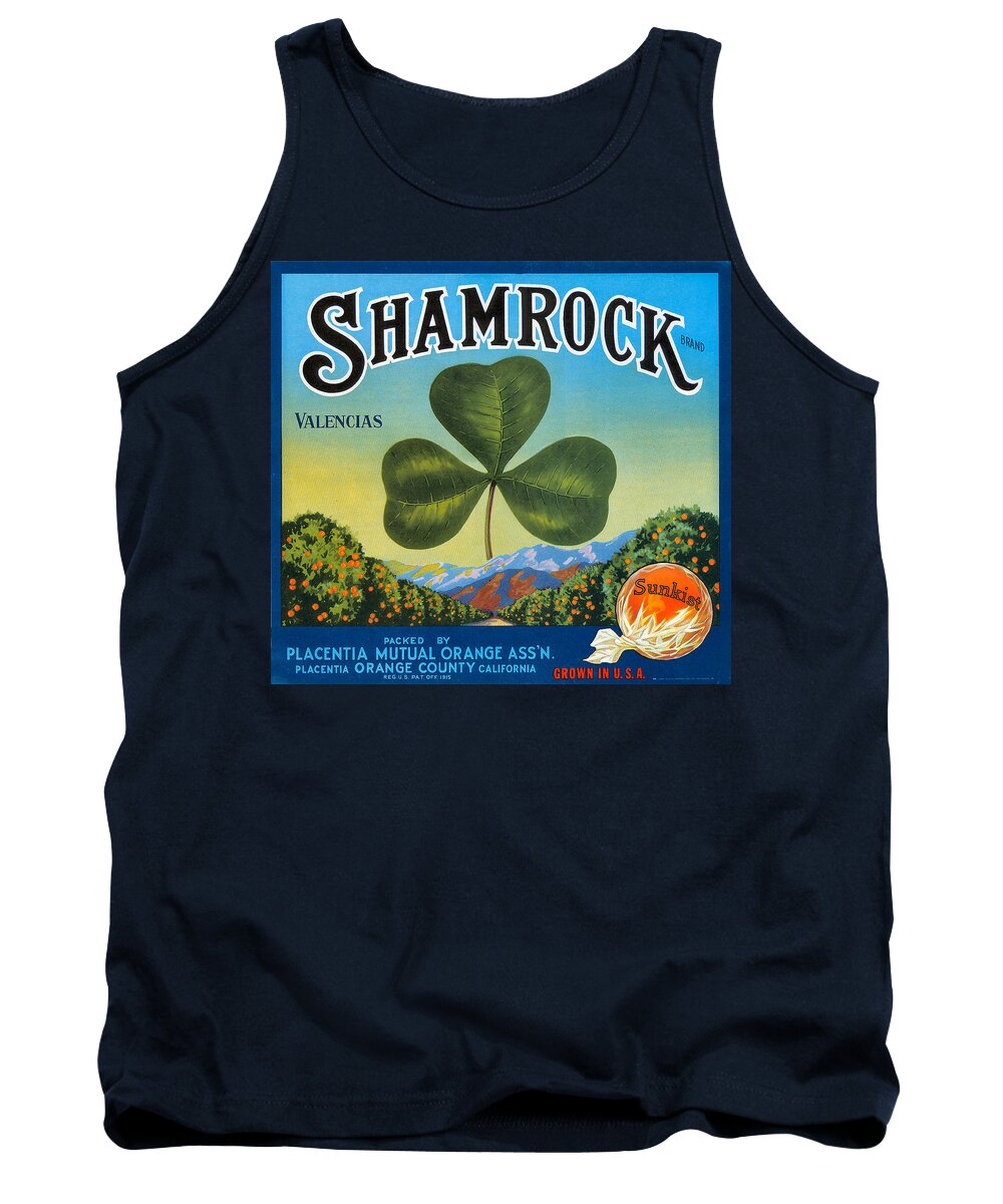 Shamrock Crate Label Tank Top featuring the digital art Shamrock Crate Label by Label Art