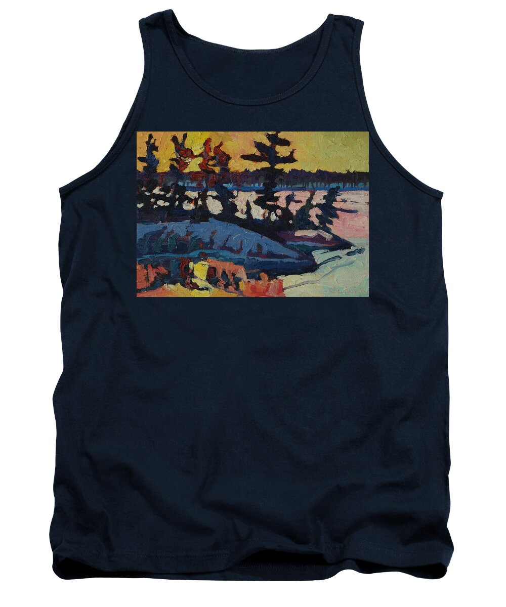 Chadwick Tank Top featuring the painting Singleton Sunset by Phil Chadwick
