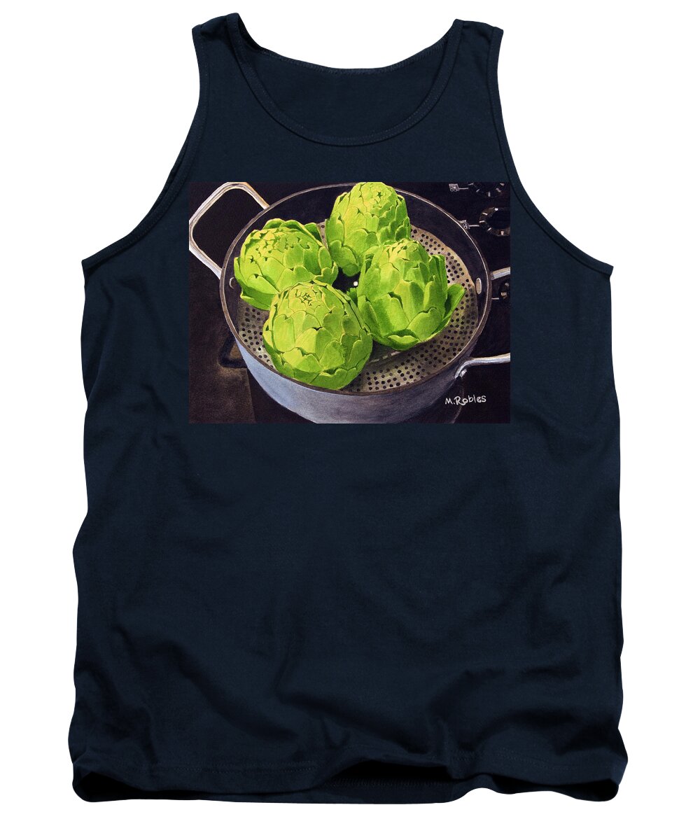 Artichokes Tank Top featuring the painting Still Life No. 6 by Mike Robles