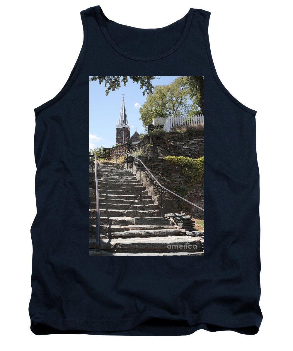 Civil War Tank Top featuring the photograph Stone steps and Saint Peters Church at Harpers Ferry by William Kuta