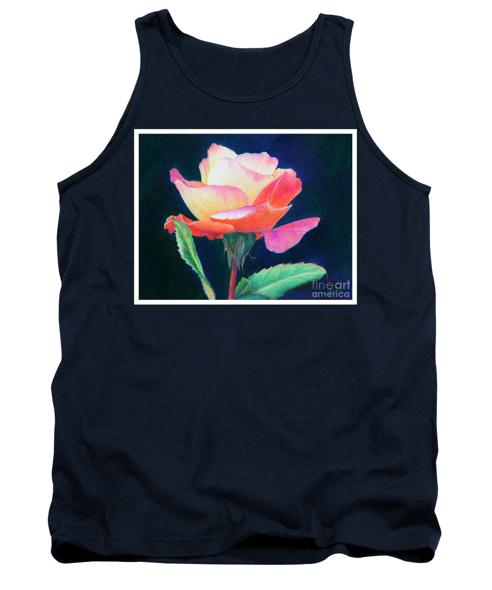 Rose Tank Top featuring the painting Sunlit Rose by Mariarosa Rockefeller