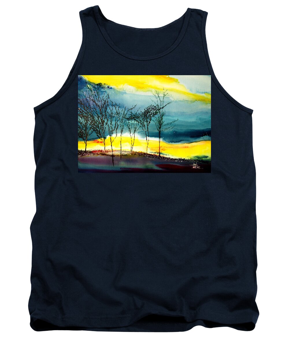Nature Tank Top featuring the painting Sunset 3 by Anil Nene