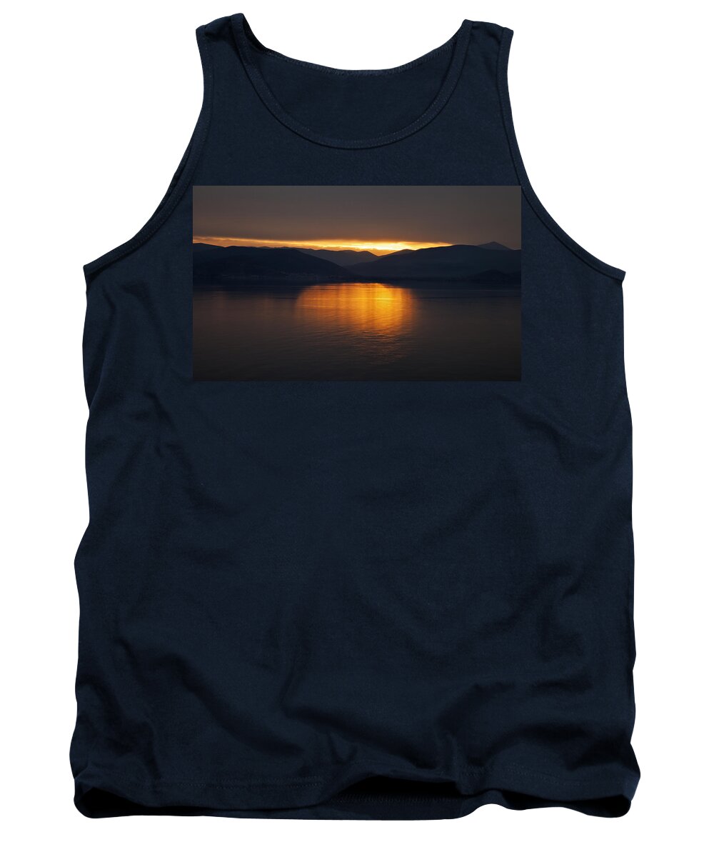 Romantic Tank Top featuring the photograph Sunset over mountains and sea by Mike Santis