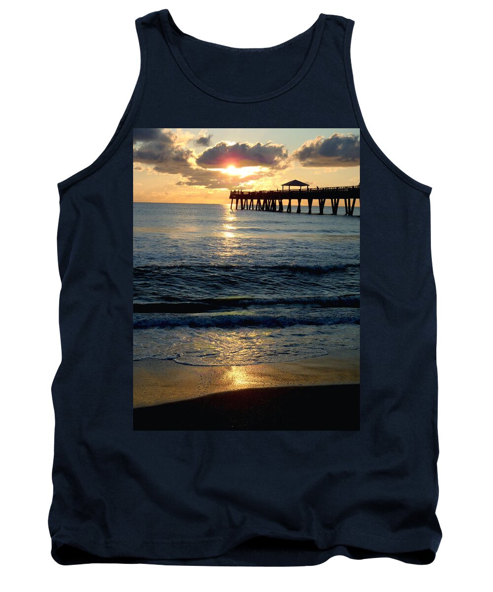 Pier Tank Top featuring the photograph Sunset Pier by Carey Chen