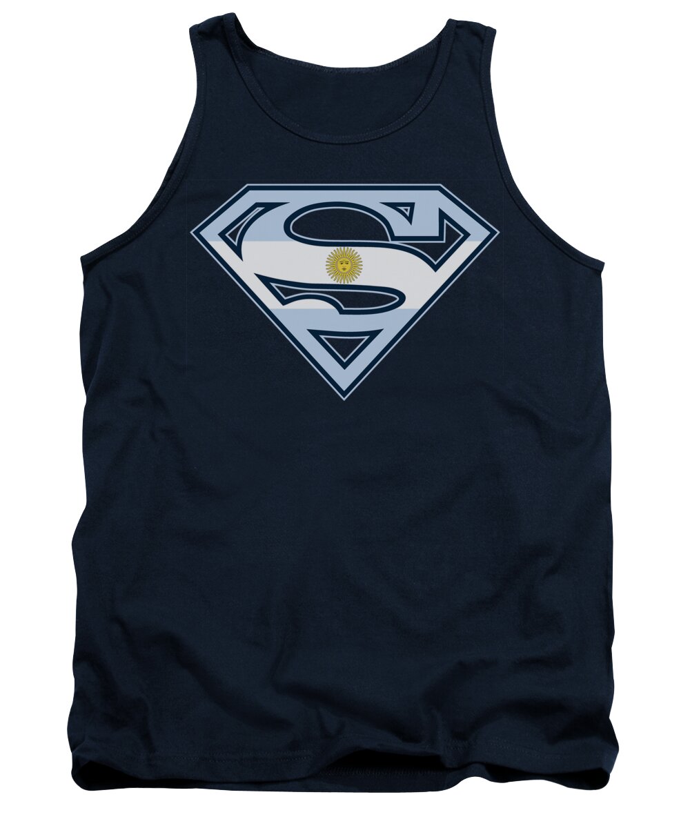 Superman Tank Top featuring the digital art Superman - Argentinian Shield by Brand A