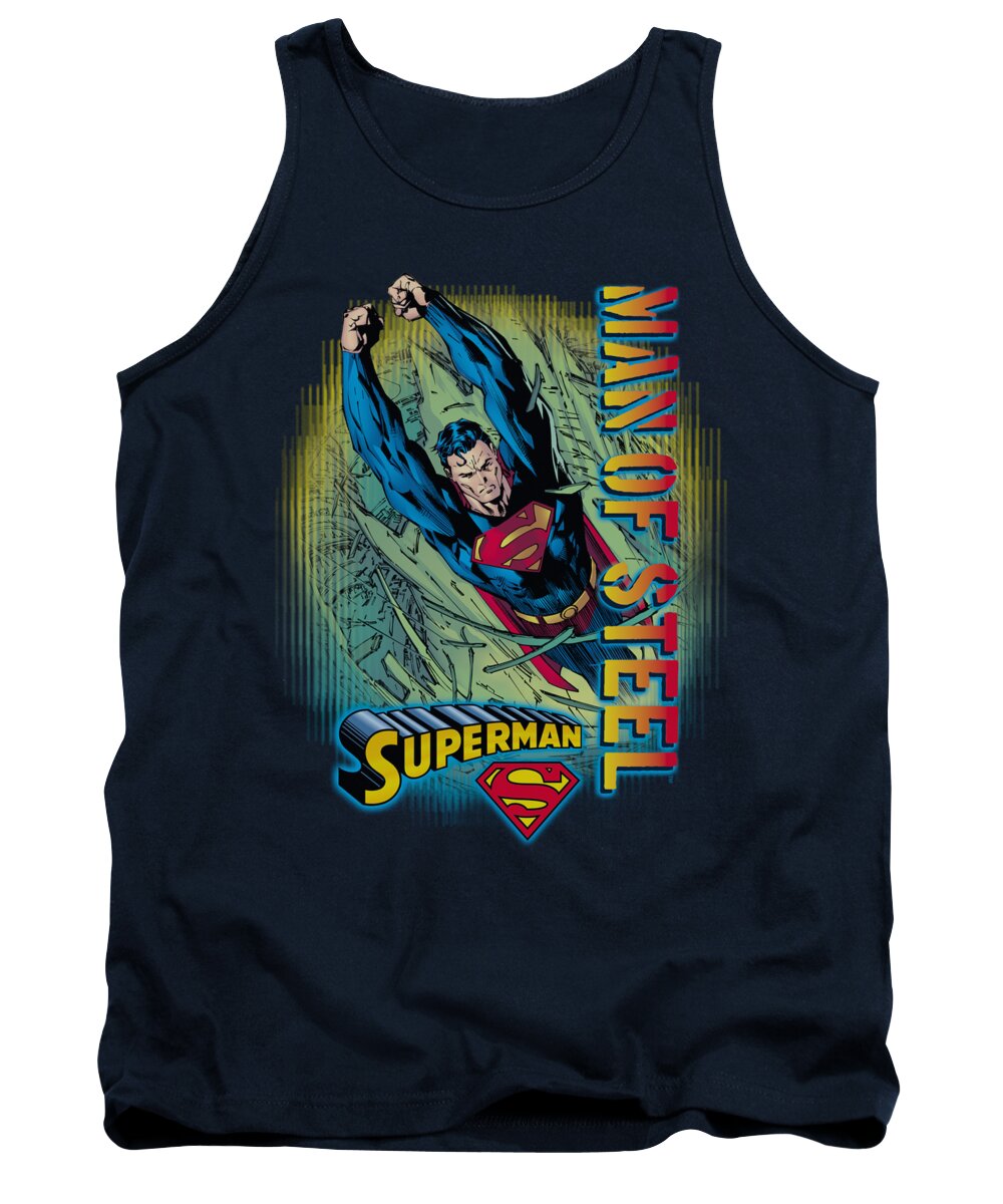 Superman Tank Top featuring the digital art Superman - Breakthrough by Brand A